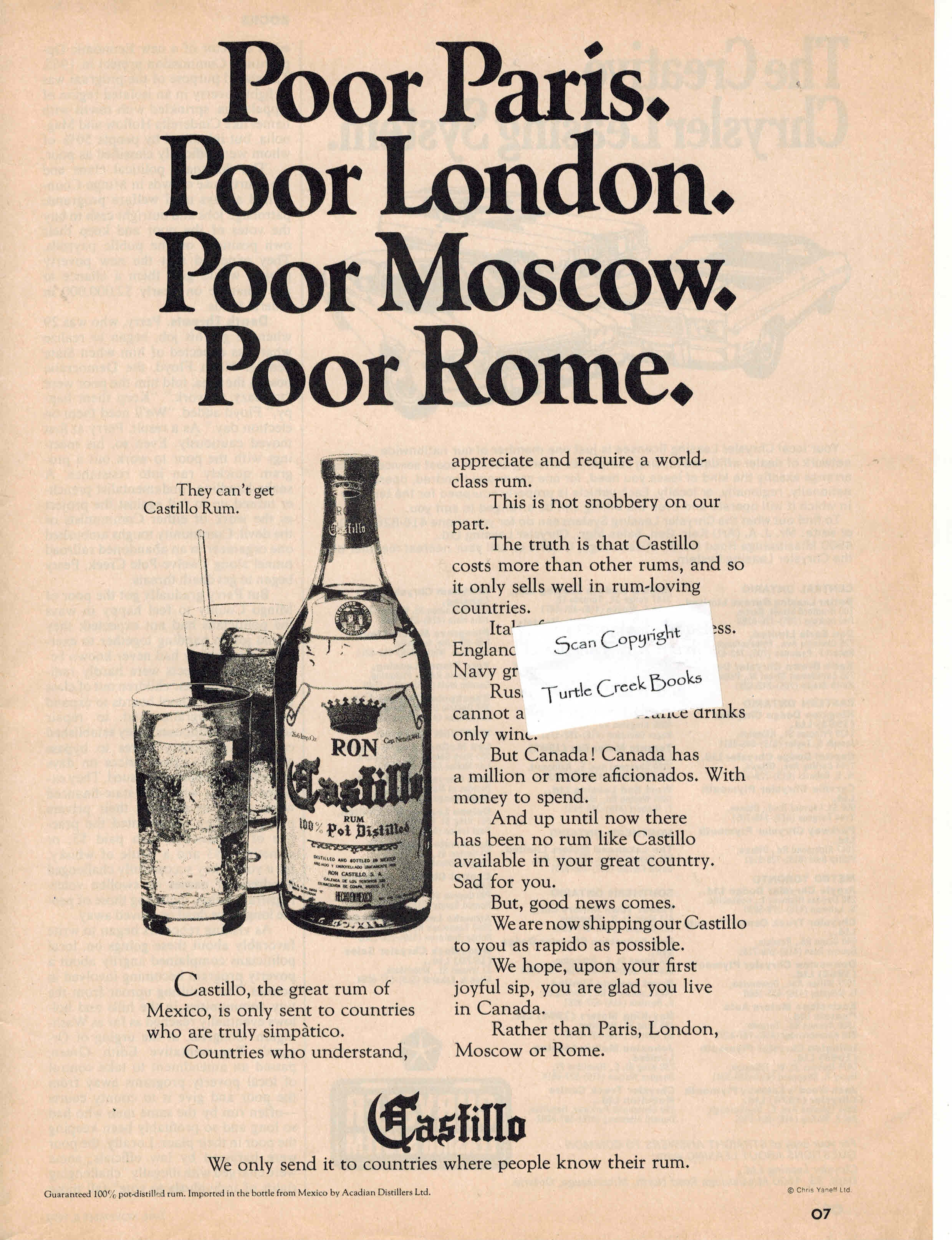 Image for Castillo Ron ( Rum) Ad - 1972 Vintage Advertisement