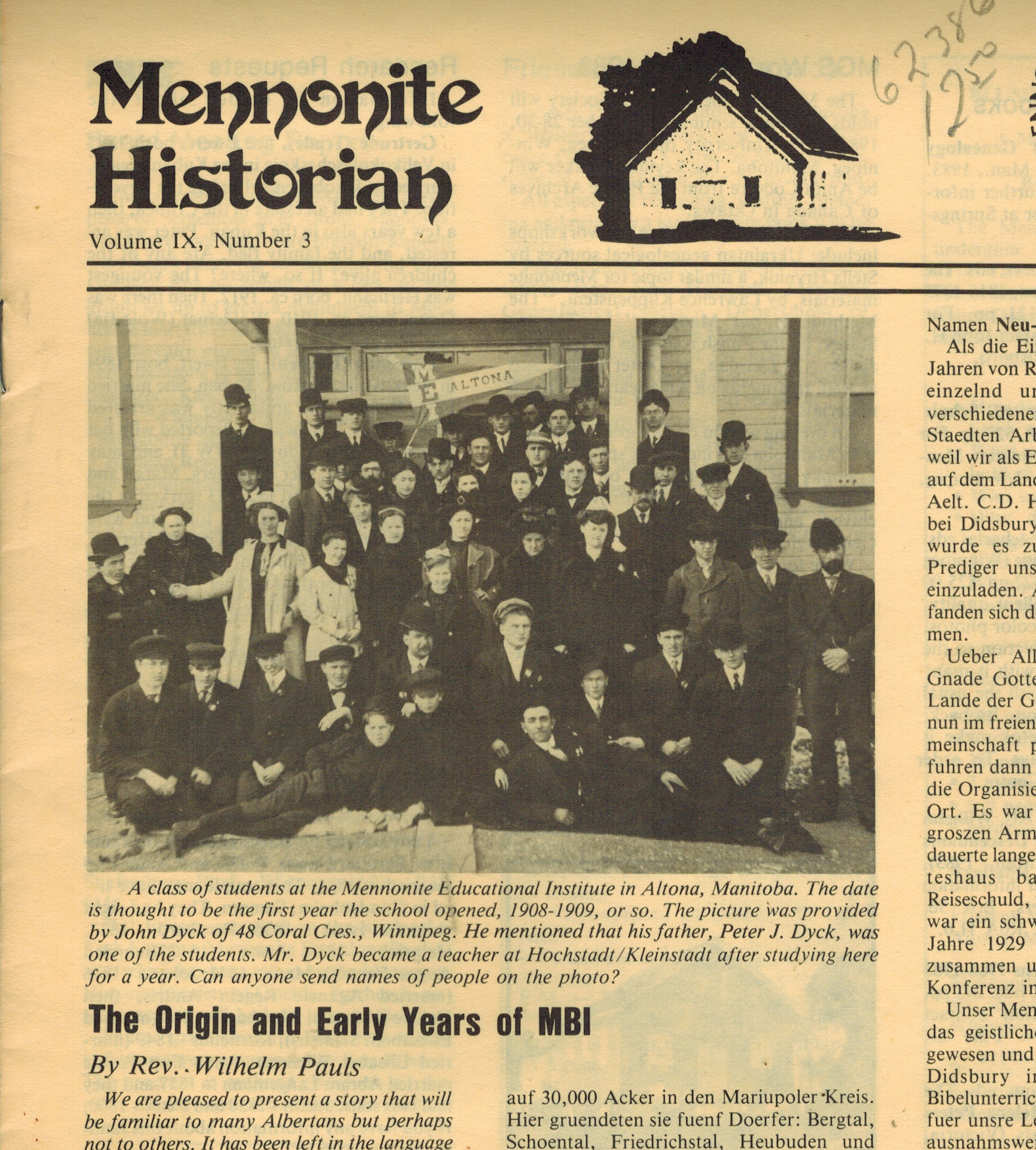 Mennonite Historian September 1983 Volume IX Number 3