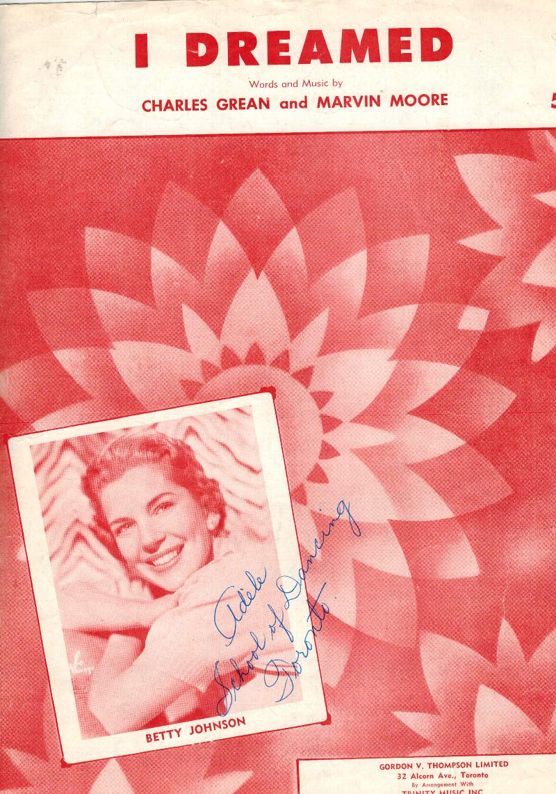 Image for I Dreamed - Vintage Sheet Music - Betty Johnson Cover
