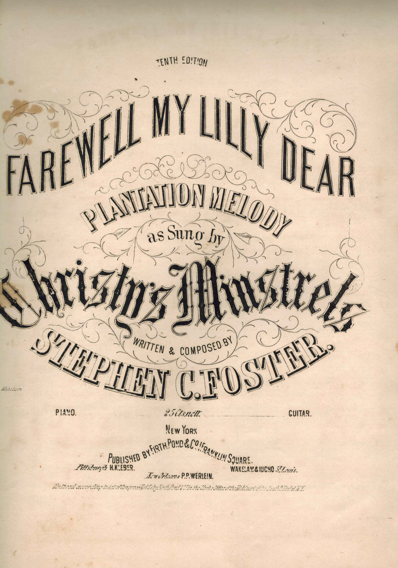 Image for Farewell My Lilly Dear Plantation Melody as Sung By Christy Minstrels - Vintage Piano Sheet Music