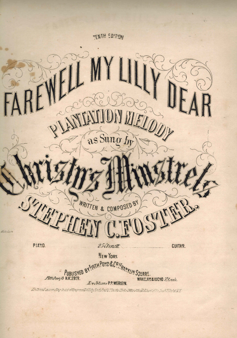 Image for Farewell My Lilly Dear Plantation Melody as Sung By Christy Minstrels - Vintage Piano Sheet Music
