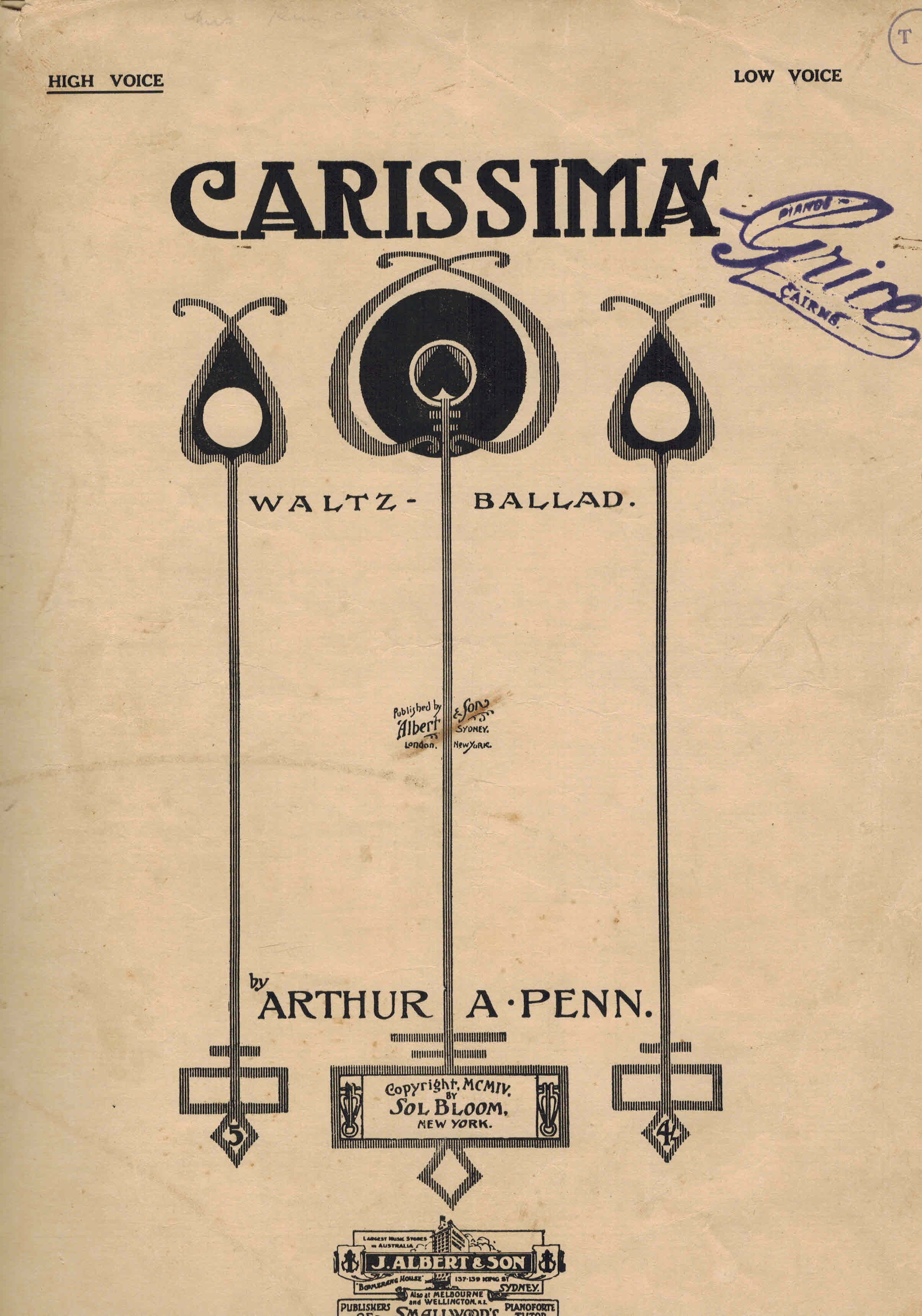 Image for Carissima : Waltz Ballad Sheet Music for High Voice