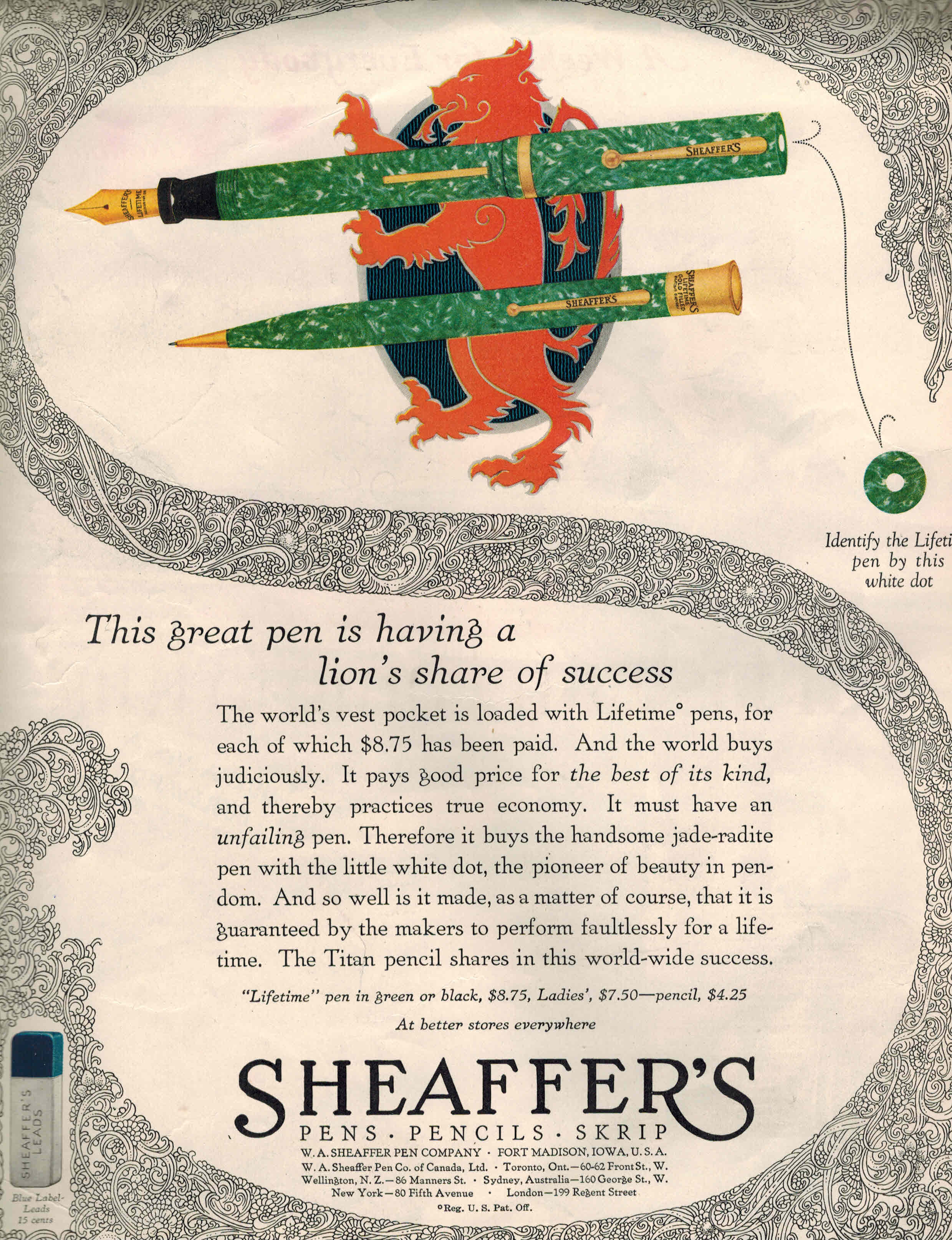 Image for ORIGINAL ADVERTISEMENT Sheaffer Pen Company 1927