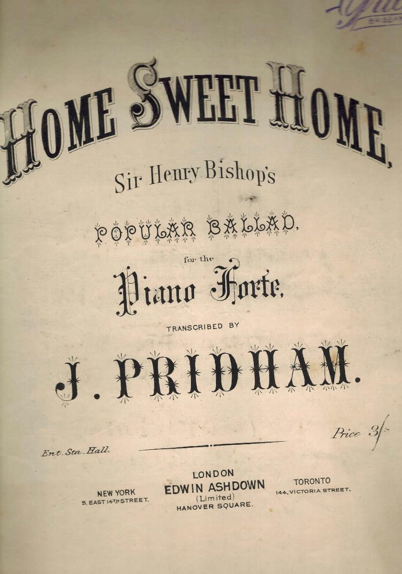 Image for Home Sweet Home Popular Ballad for Piano Forte - Vintage Sheet Music