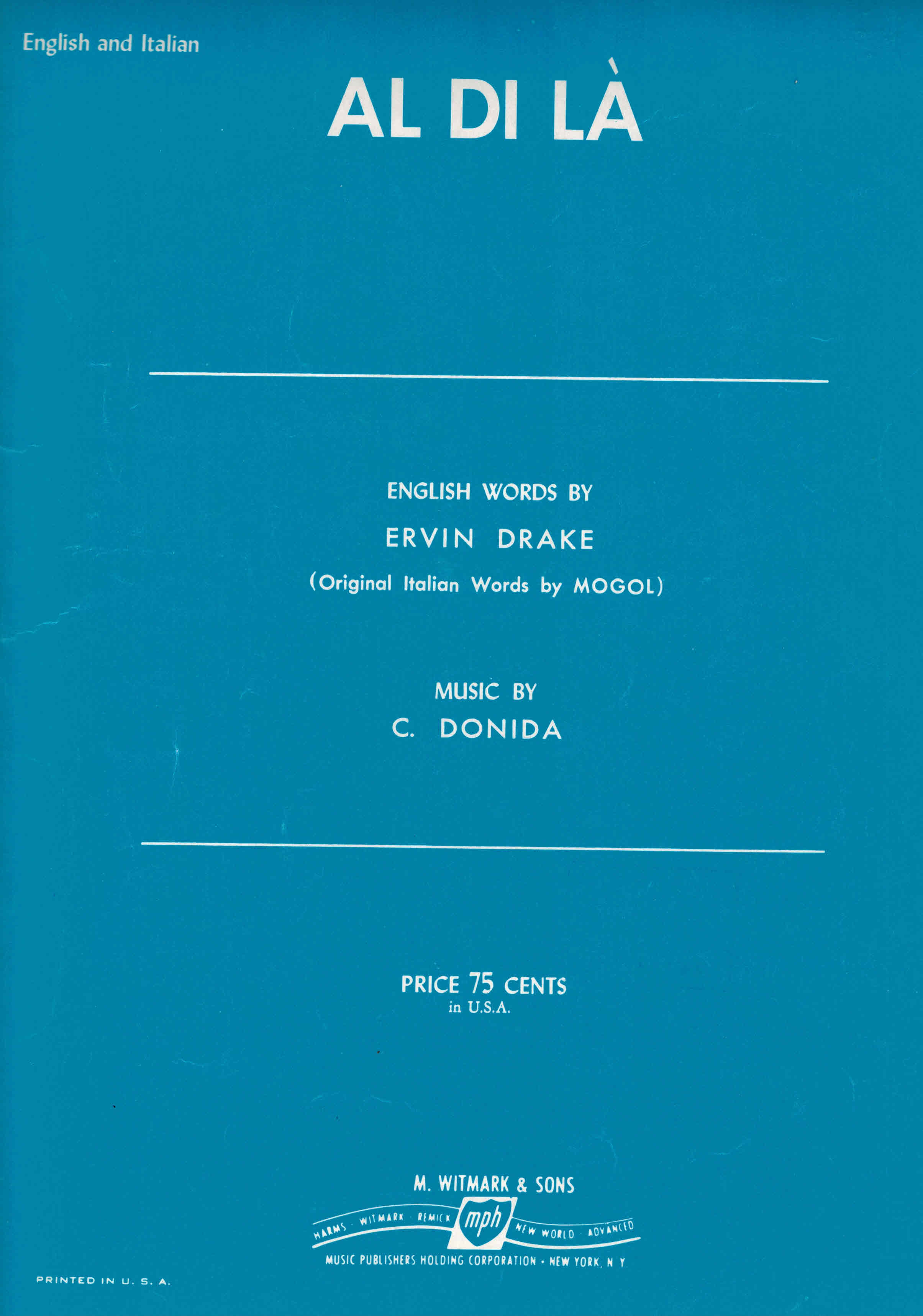 Image for Al Di La - Sheet Music in English and Italian