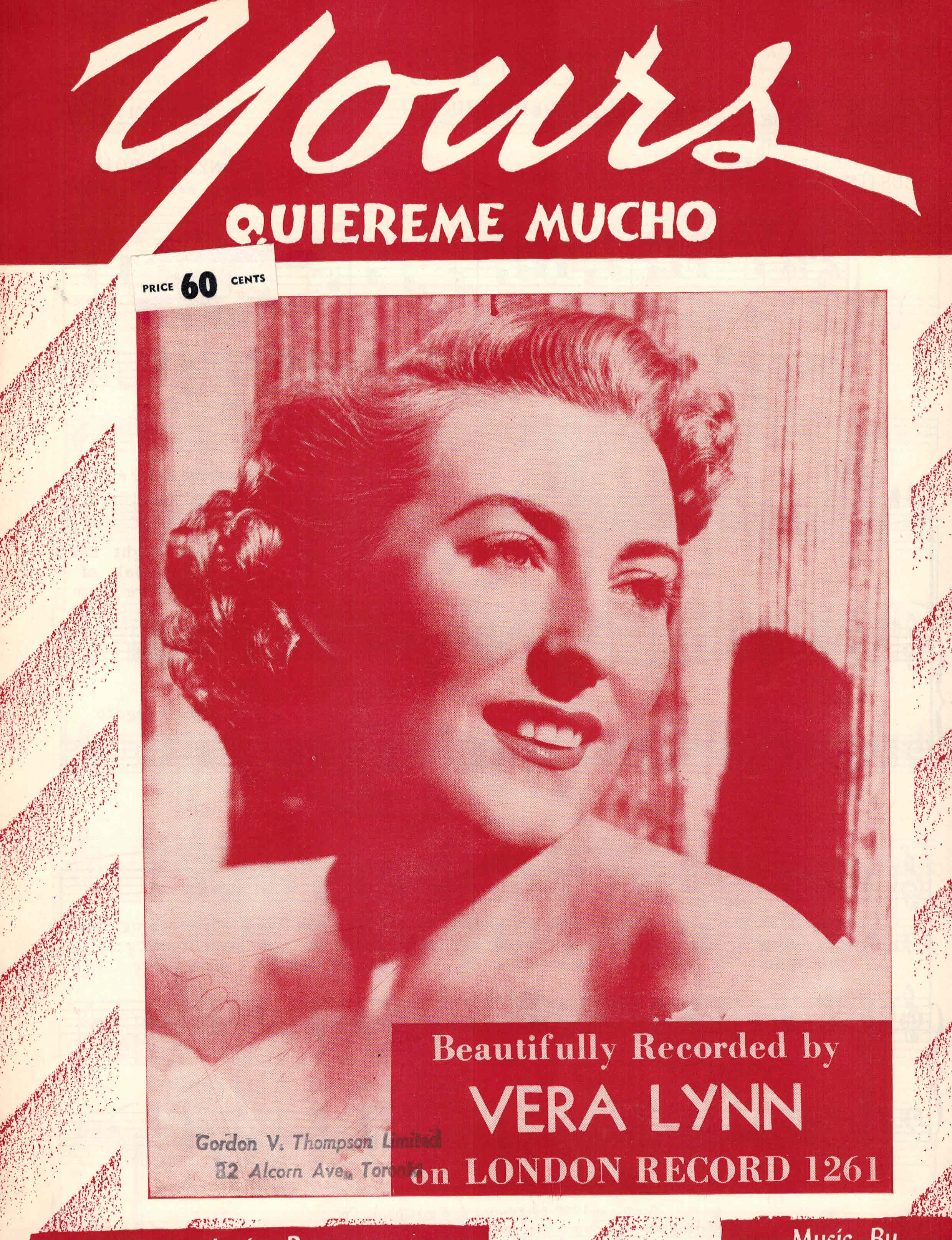 Image for Yours - Quiereme Mucho - Sheet Music - Vera Lynn Cover
