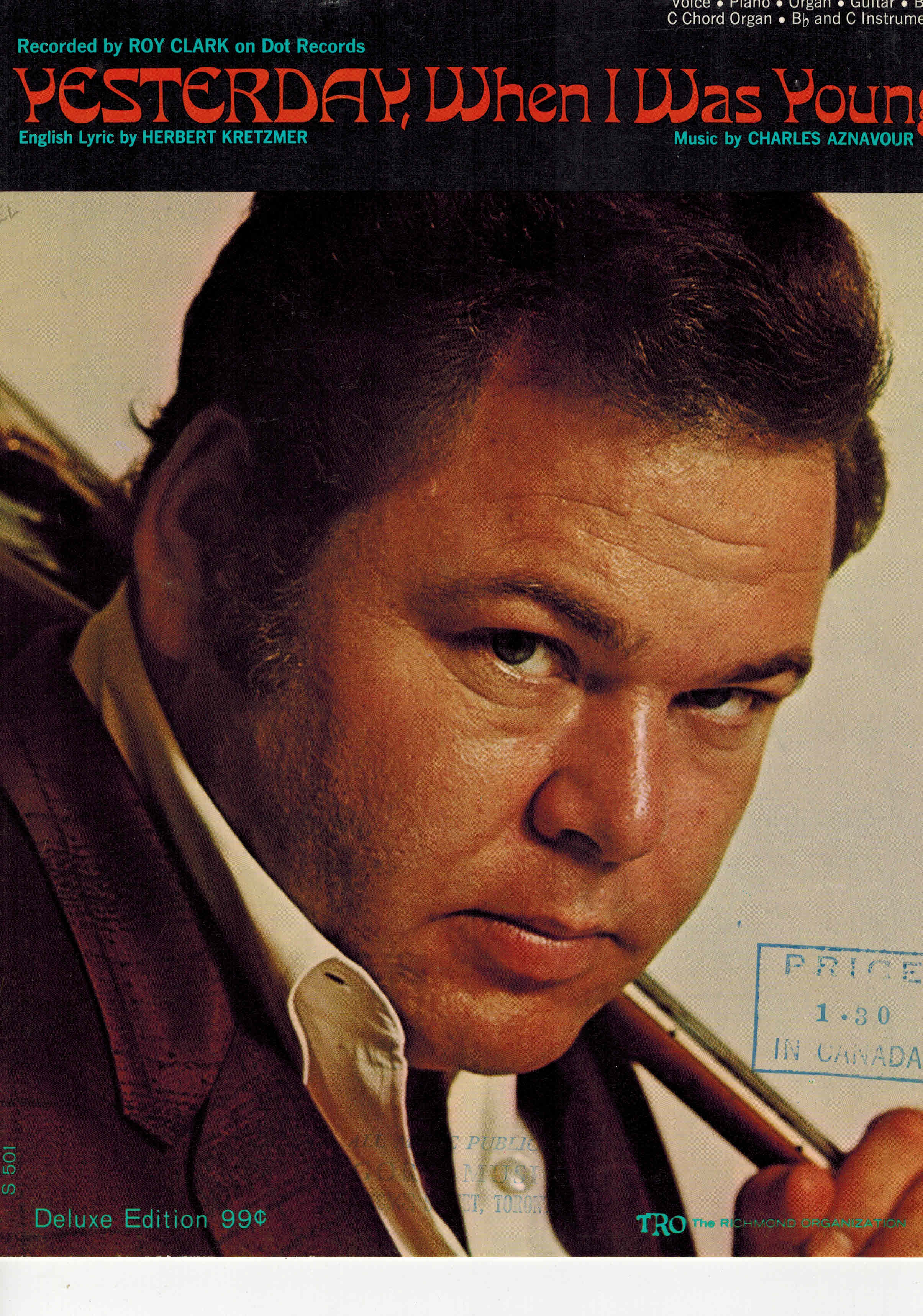 Image for Yesterday When I Was Young - from the World of Charles Aznavour - Sheet Music Roy Clark Cover