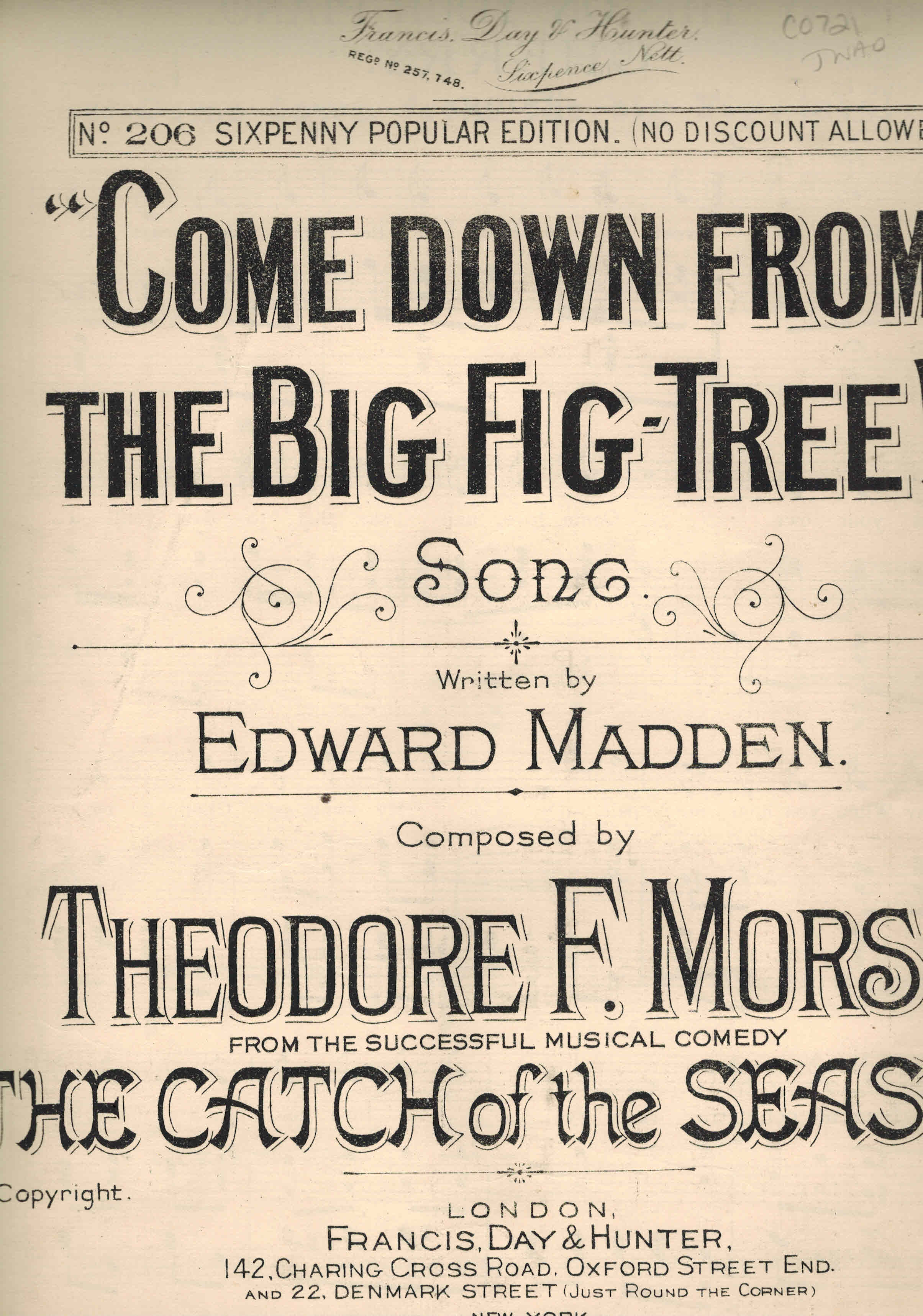 Image for Come Down from the Big Fig Tree - Sheet Muisic from Cartch of the Season