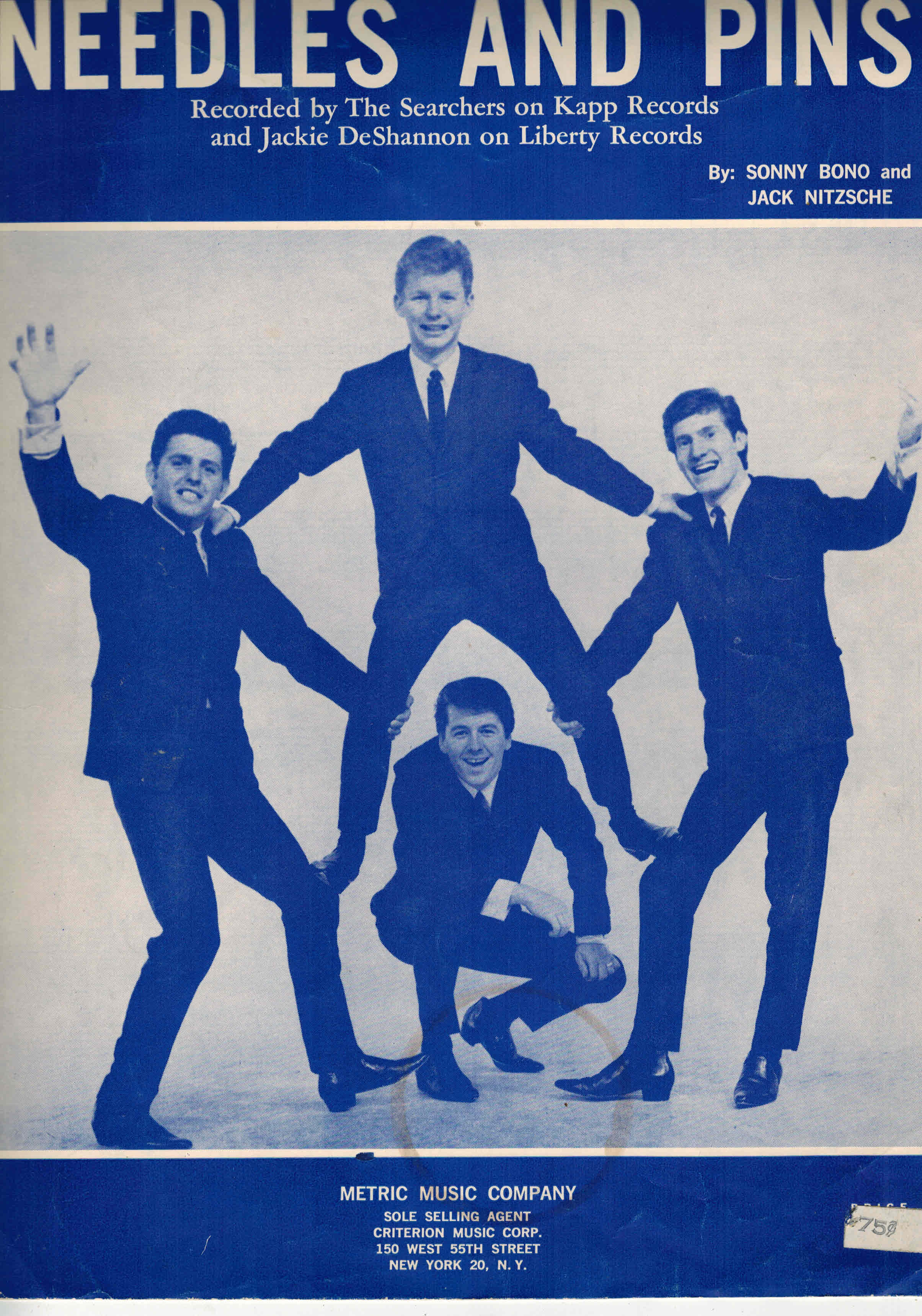 Image for Needles and Pins - The Searchers Cover - Vintage Sheet Music