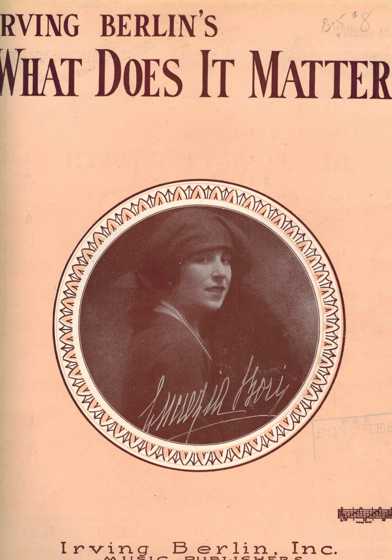 Image for Irving Berlin's What Does it matter - Sheet Music Lucrezia Bori Cover