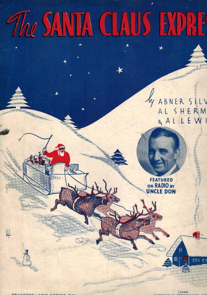 Image for The Santa Claus Express - Vintage sheet Music Uncle Don Carney Cover