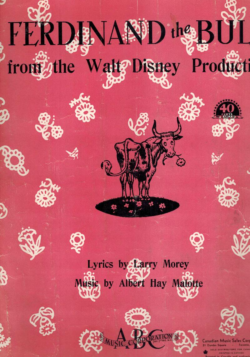 Image for Ferdinand the Bull from the Walt Disney Production - Vintage Sheet Music