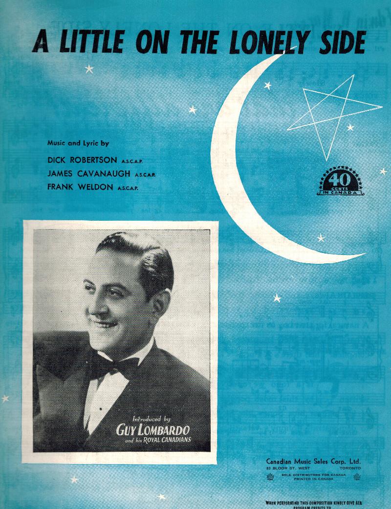 Image for A Little on the Lonely Side - Guy Lombardo Cover - Vintage Sheet Music