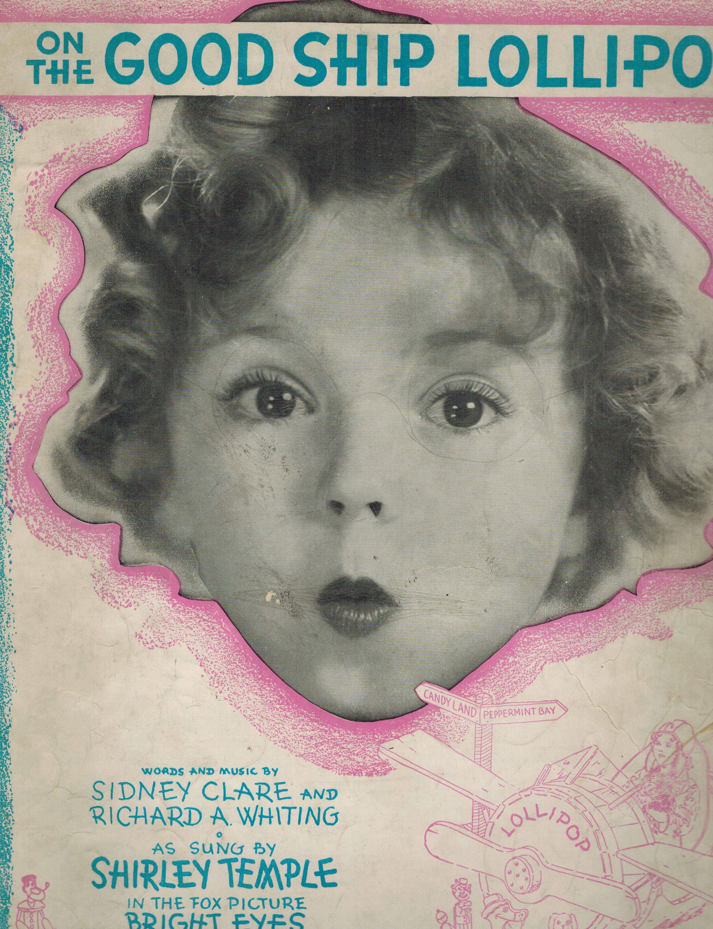 On the Good Ship Lollipop - Shirley Temple Cover Vintage Sheet Music from Bright Eyes