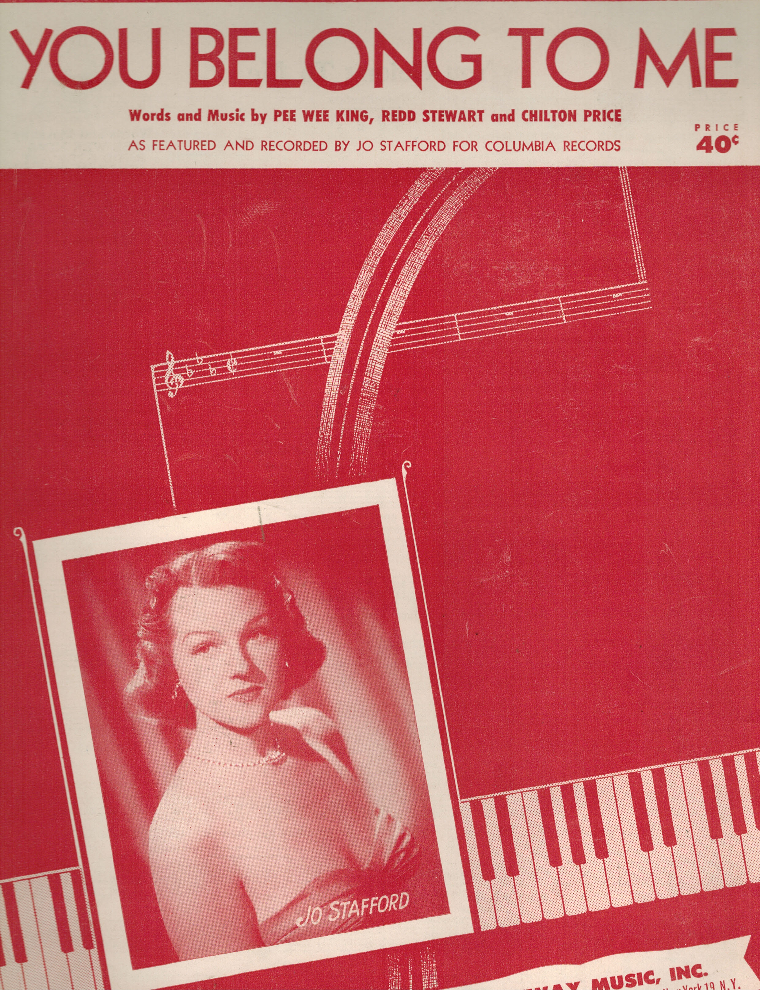 You Belong to Me - Vintage Sheet Music - Jo Stafford Cover