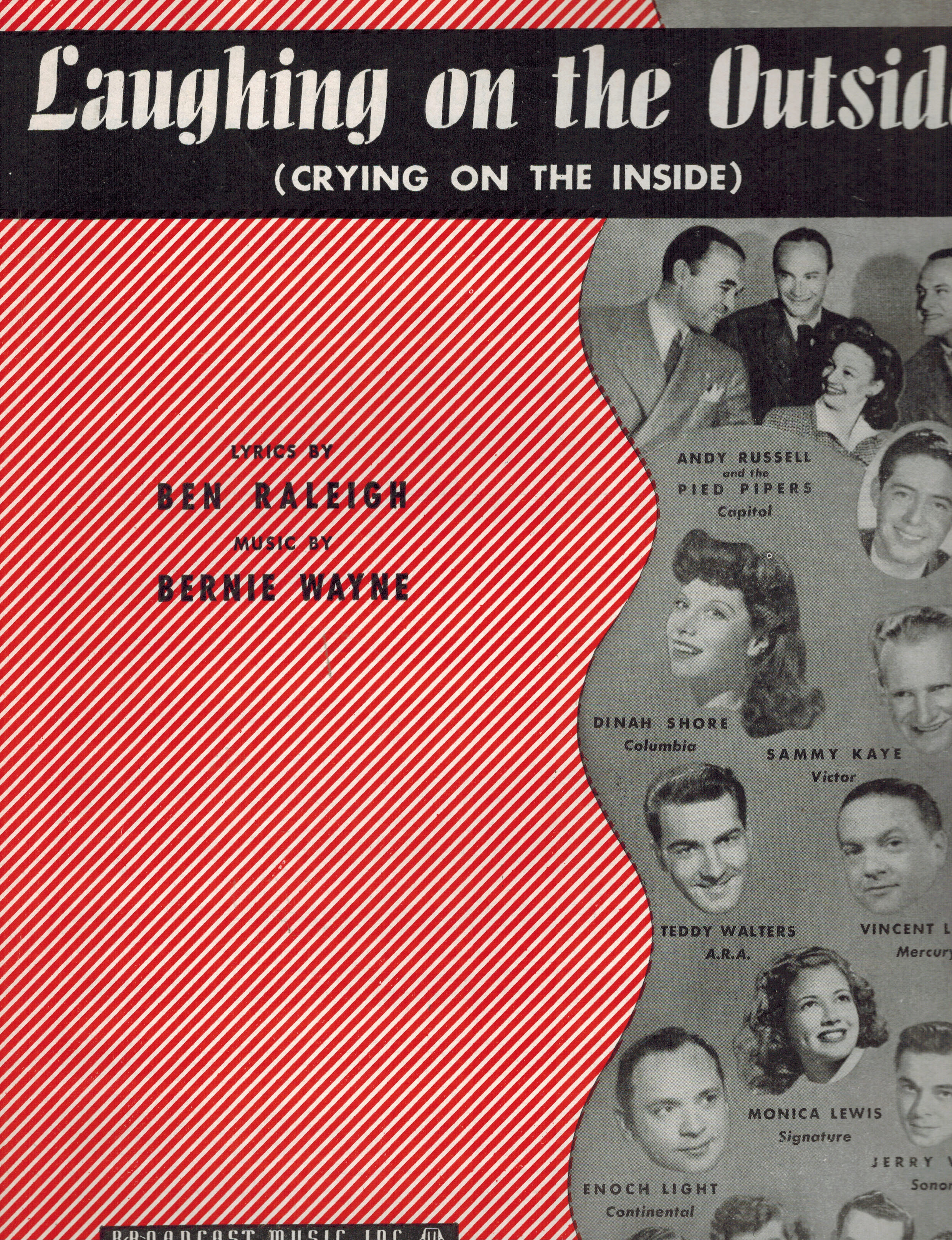 Laughing on the Outside Crying on the Inside - Vintage Sheet Music - Multi Star Cover