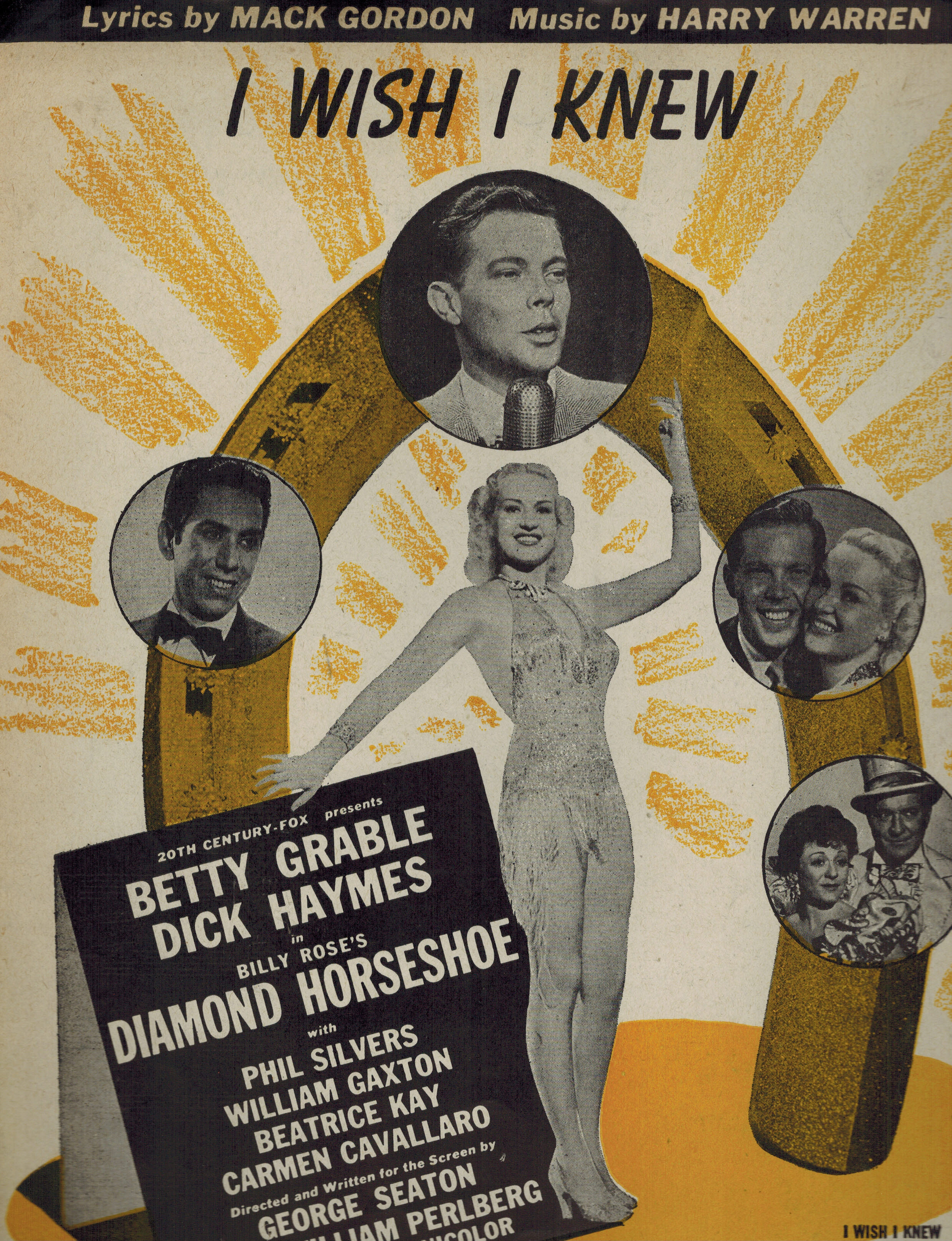 I Wish I Knew - Vintage Sheet Music from Billy Rose's Diamond Horseshoe - Betty Grable Cover