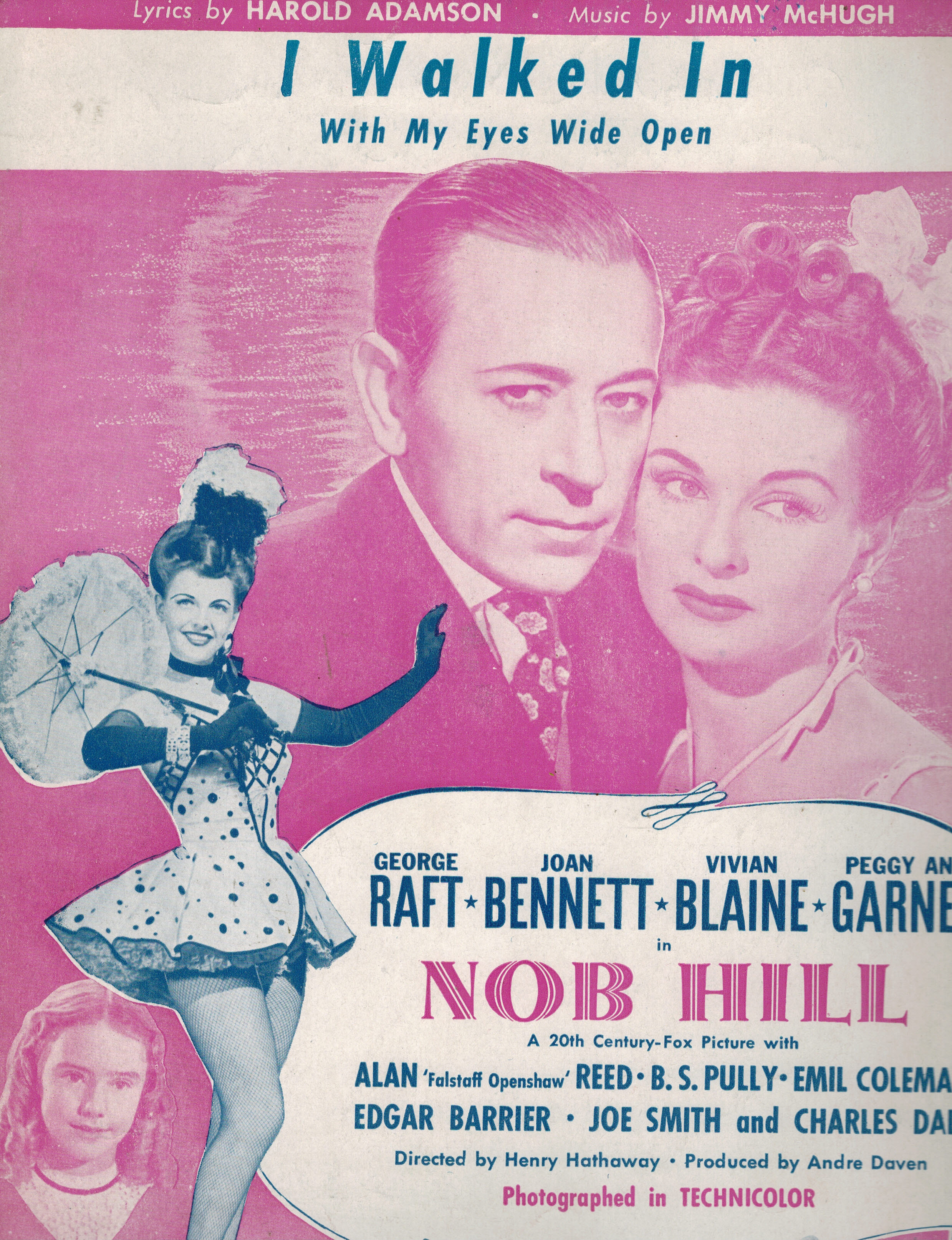 I Walked In With My Eyes Wide Open - Vintage Sheet Music from Nob Hill George Raft and Joan Bennett Cover