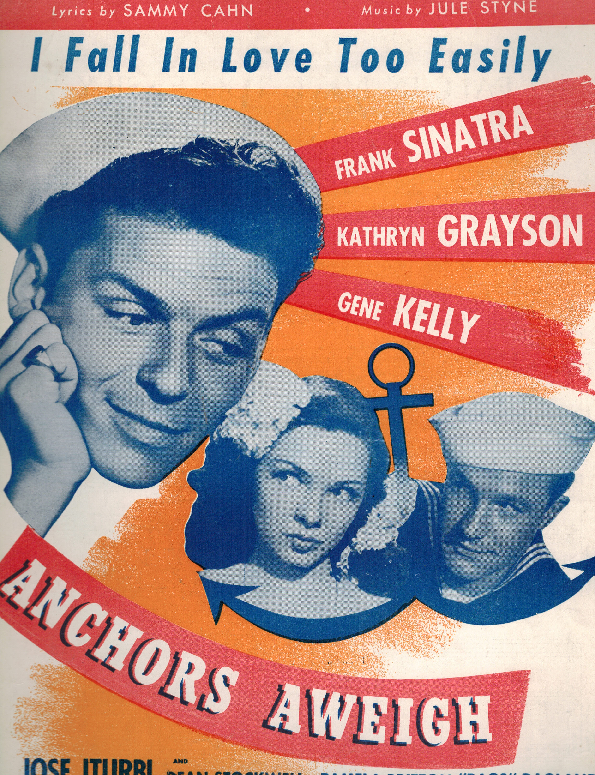 I Fall In Love Too Easily from Anchors Aweigh - Vintage Sheet Music Frank Sinatra, Kathryn Grayson and Gene Kelly Cover