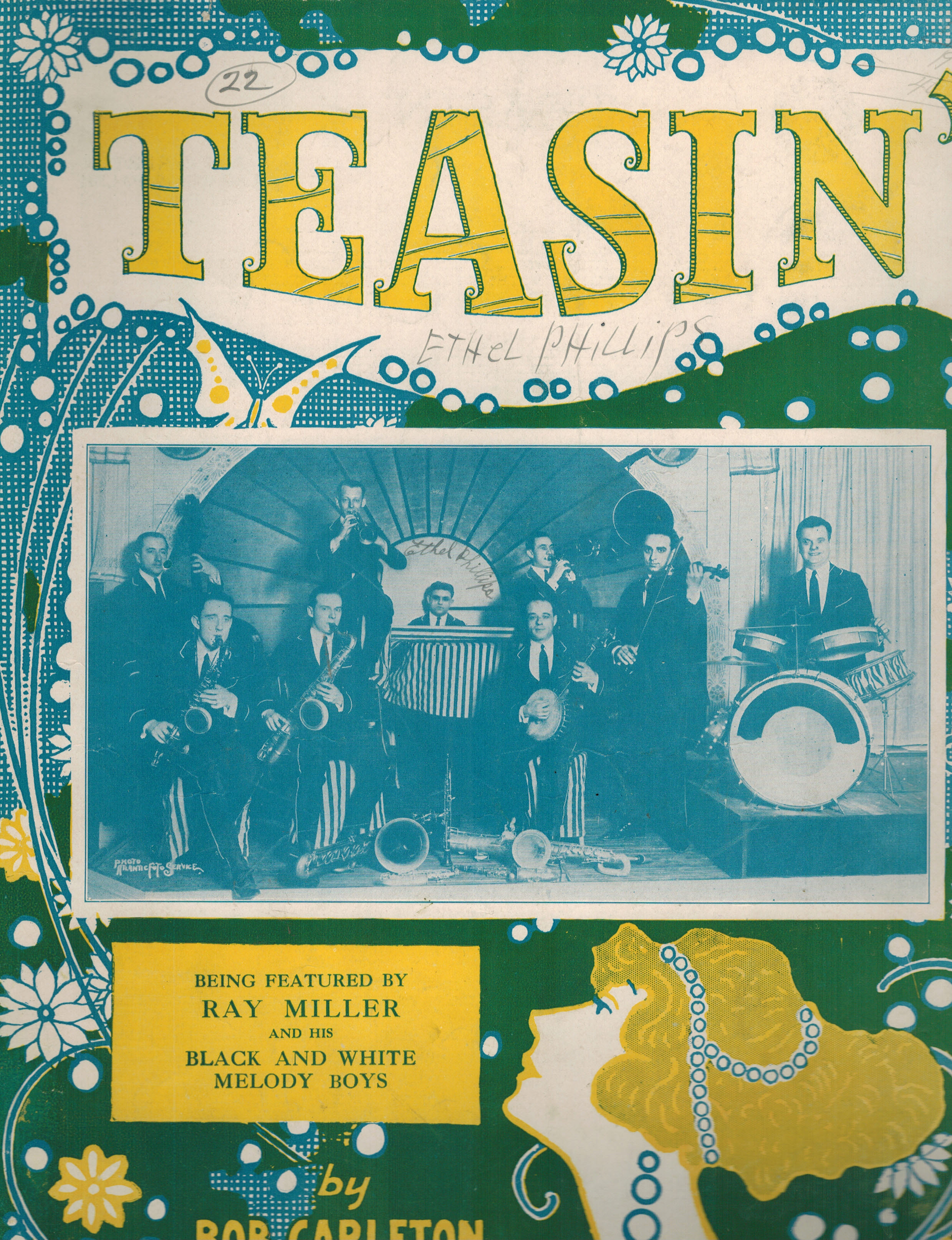 Image for Teasin' ( Teasing ) - Vintage Sheet Music - Ray Miller and his Black and White Melody Boys Cover Teasin' ( Teasing ) - Vintage Sheet Music - Ray Miller and his Black and White Melody Boys Cover