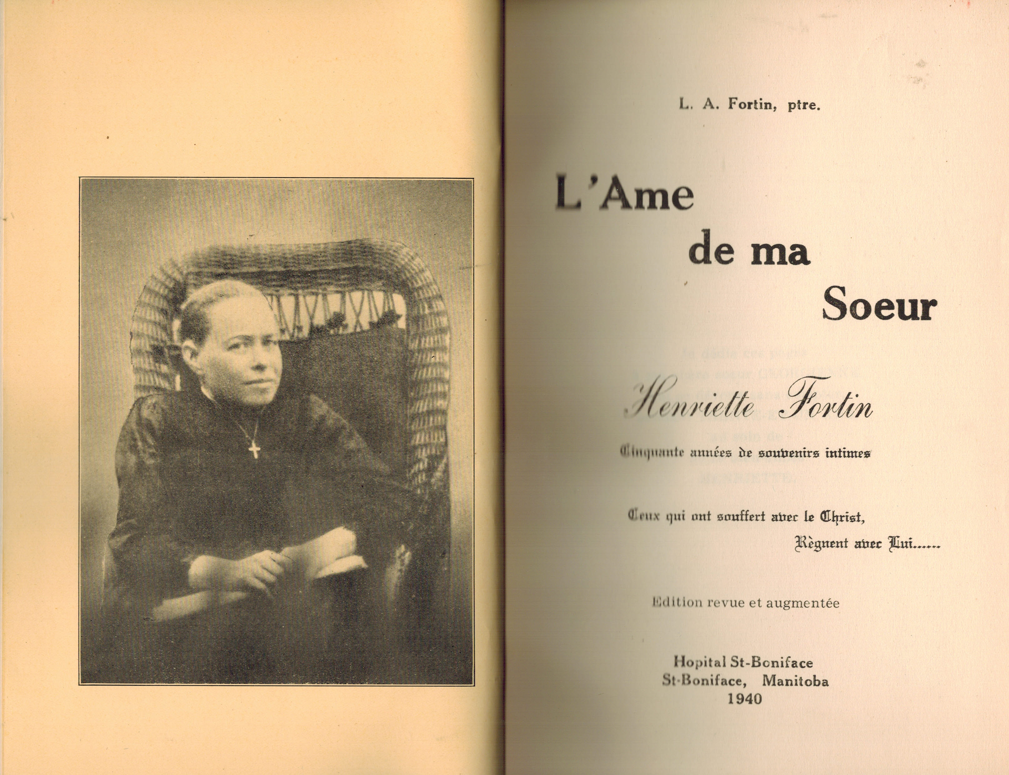 Image for L'Ame de ma soeur; Henriette Fortin Cinquante annees de souvenirs intimes L'Ame de ma soeur; Henriette Fortin Cinquante annees de souvenirs intimes