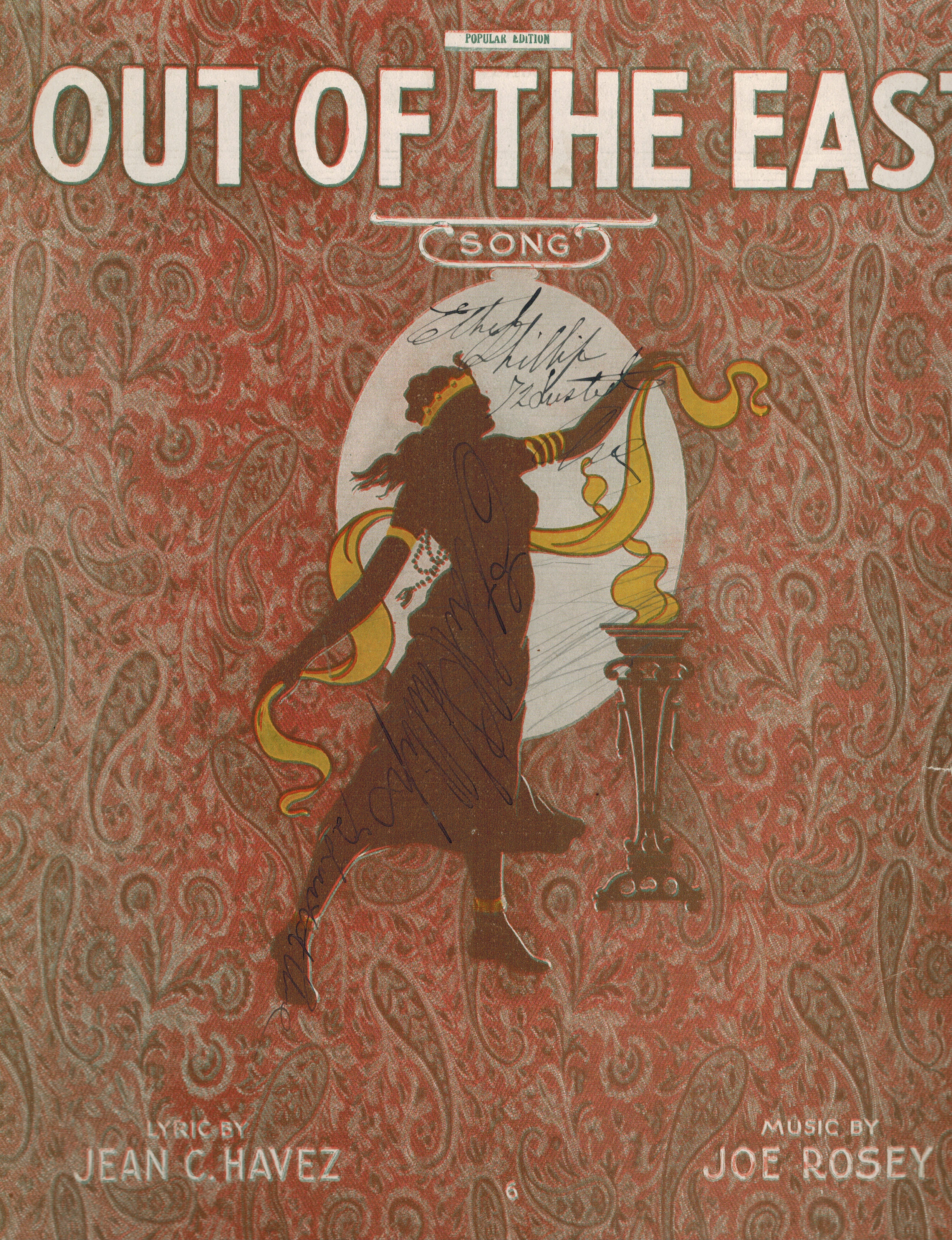 Out of the East Song - Vintage Sheet Music