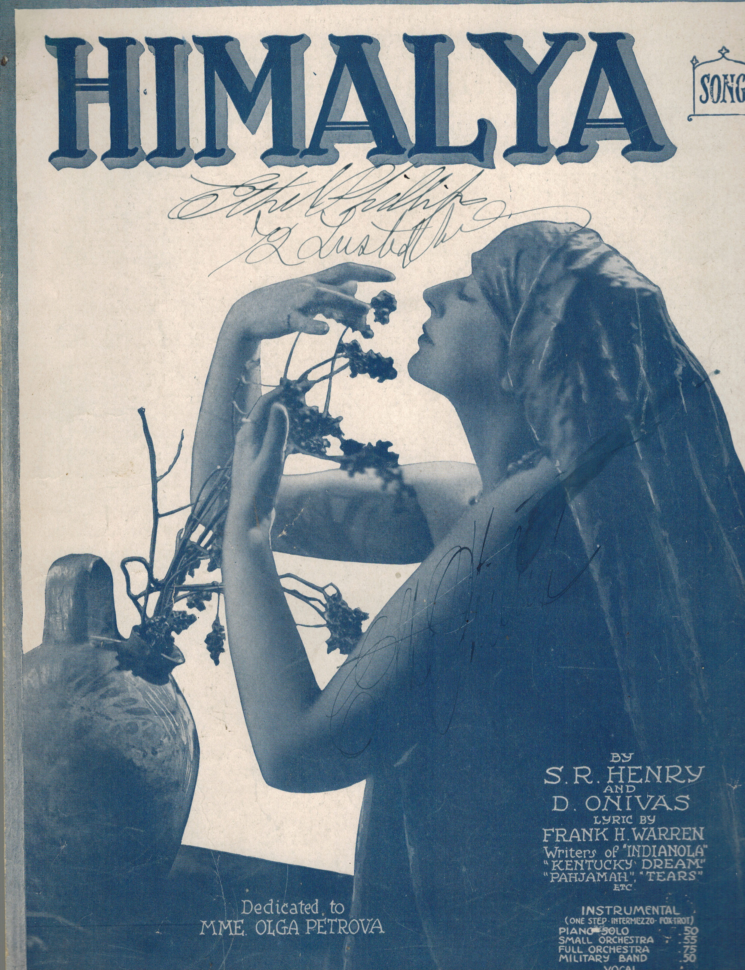 Himalya - Vintage Sheet Music Dedicated to Mme Olga Petrova