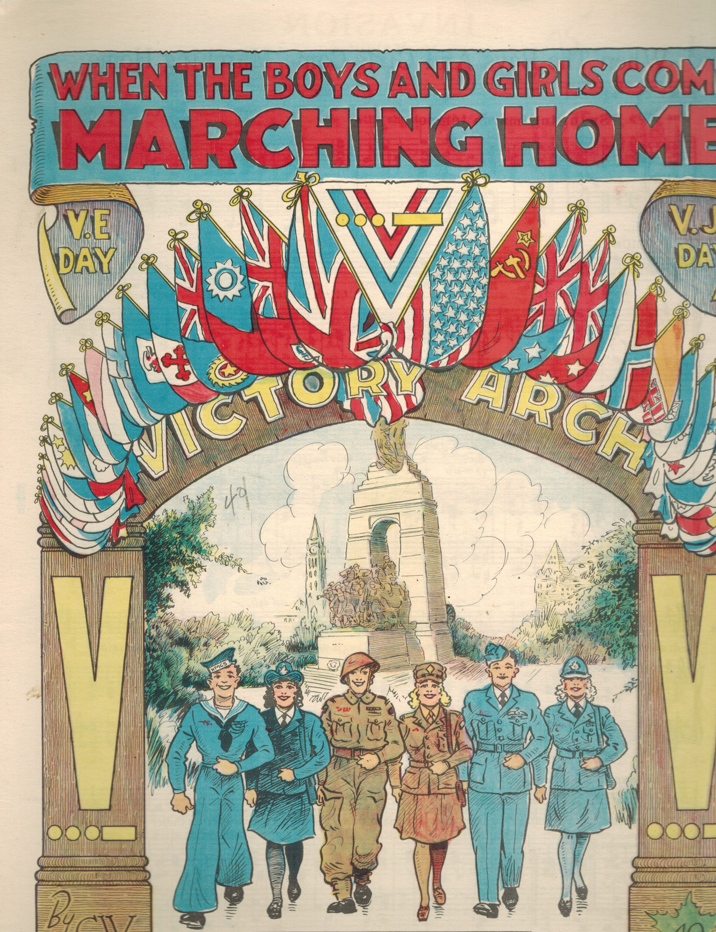 When the Boys and Girls Come Marching Home - Vintage Sheet Music