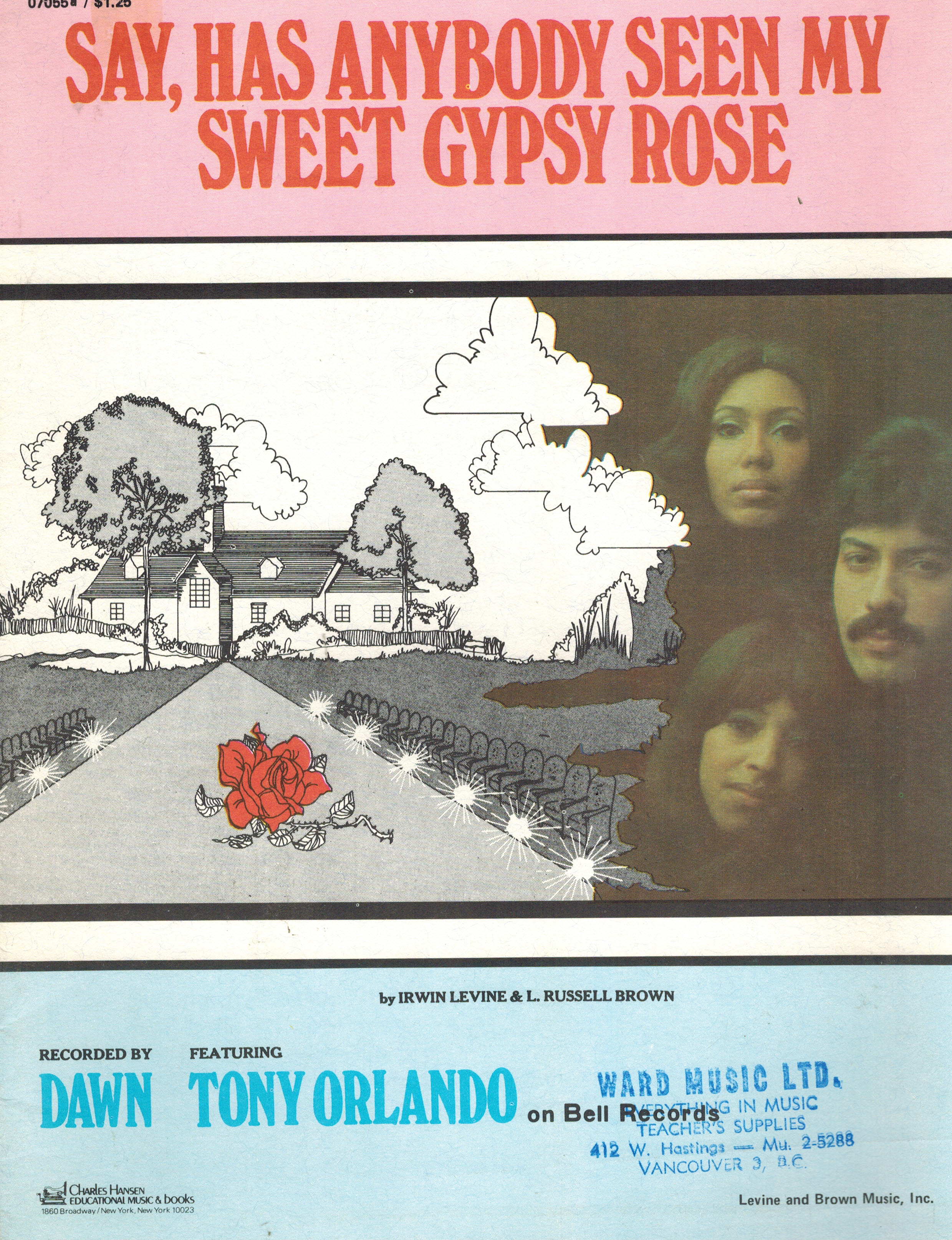 Say Has Anybody Seen My Sweet Gypsy Rose - Dawn and Tony Orlando Cover - Vintage Sheet Music