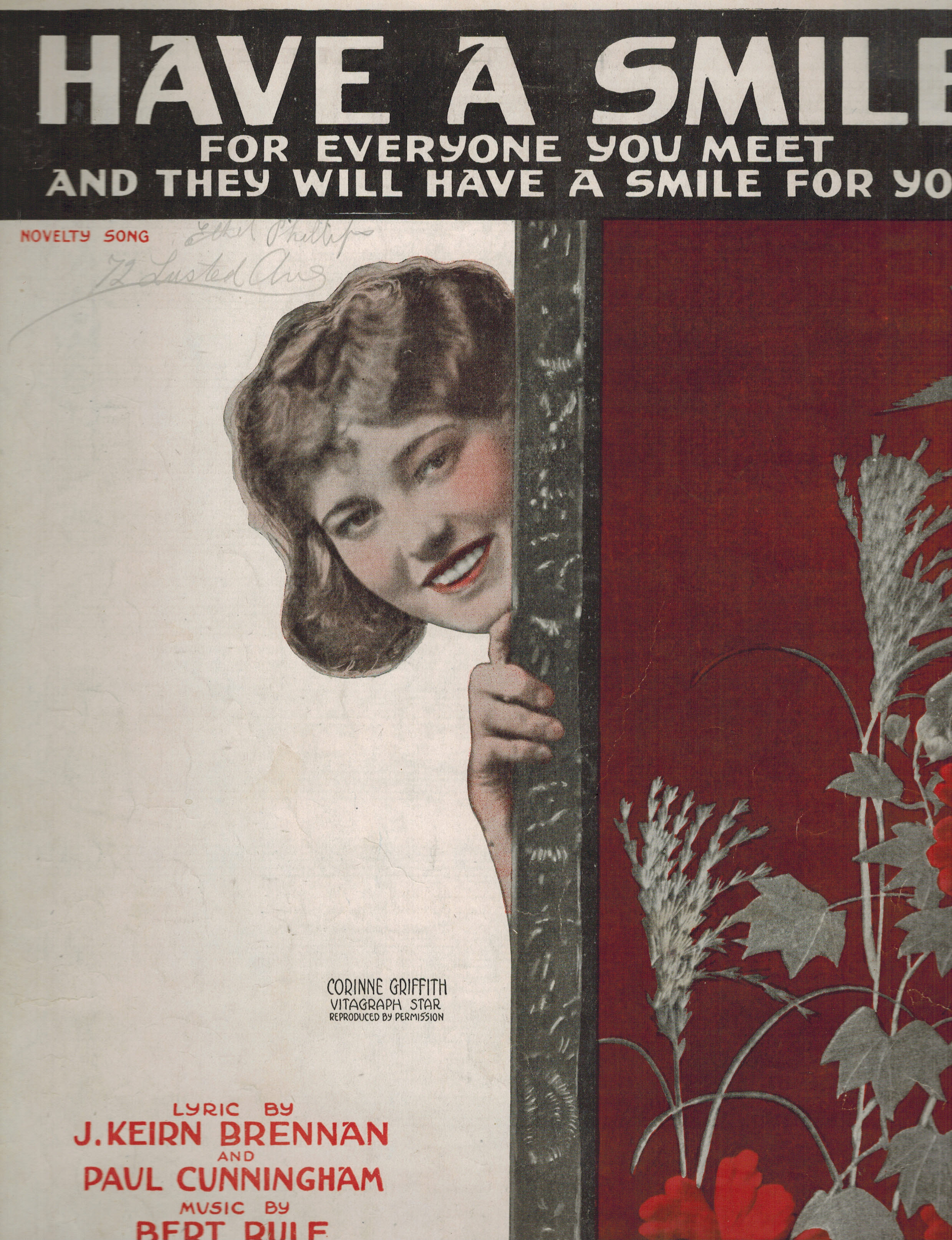 Image for Have A Smile for Everyone You Meet and They Will Have a Smile for You - Corinne Griffith Cover - Vintage Sheet Music Have A Smile for Everyone You Meet and They Will Have a Smile for You - Corinne Griffith Cover - Vintage Sheet Music