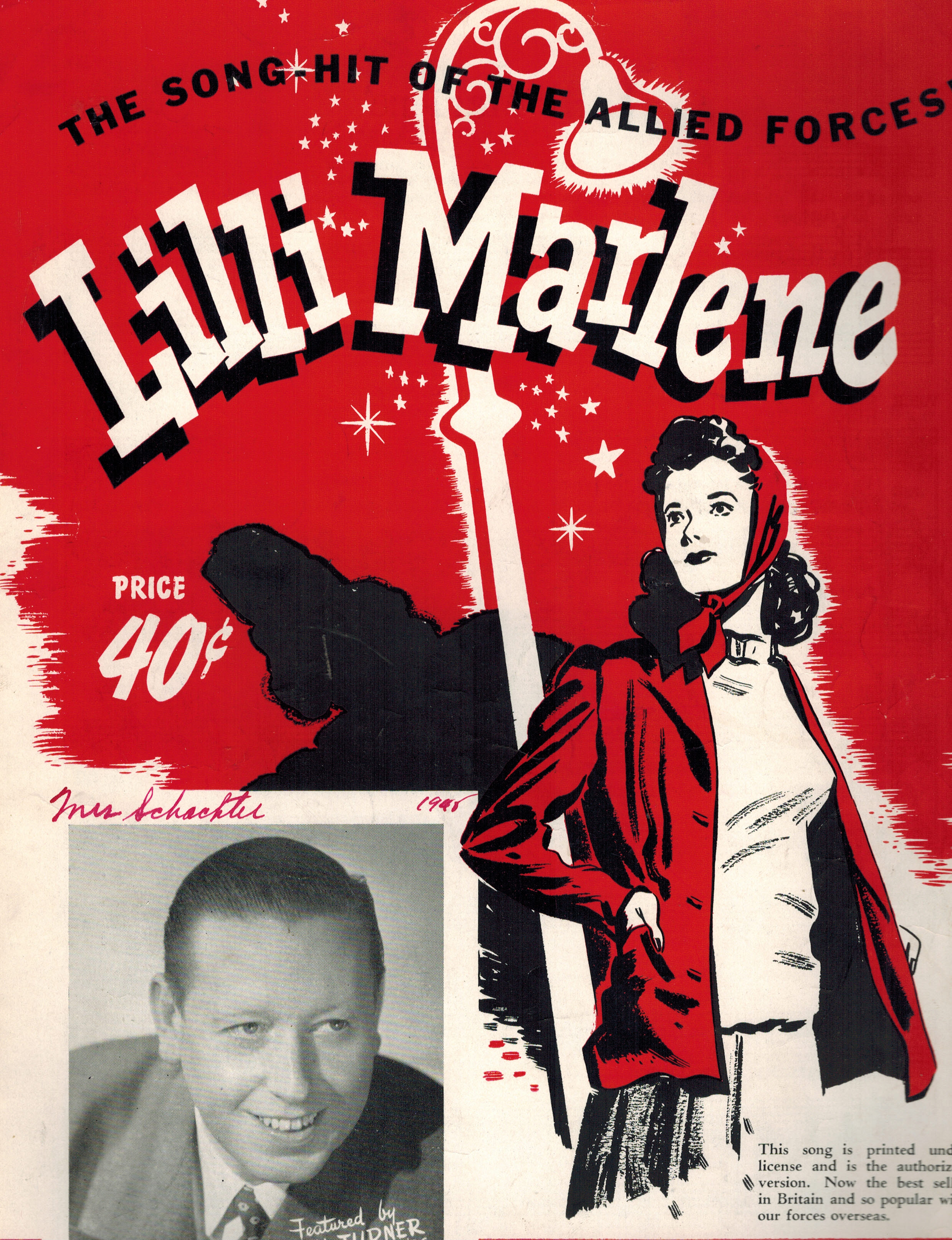 Image for Lilli Marlene - The Song Hit of the Allied Forces - Don Turner Cover - Vintage Sheet Music Lilli Marlene - The Song Hit of the Allied Forces - Don Turner Cover - Vintage Sheet Music