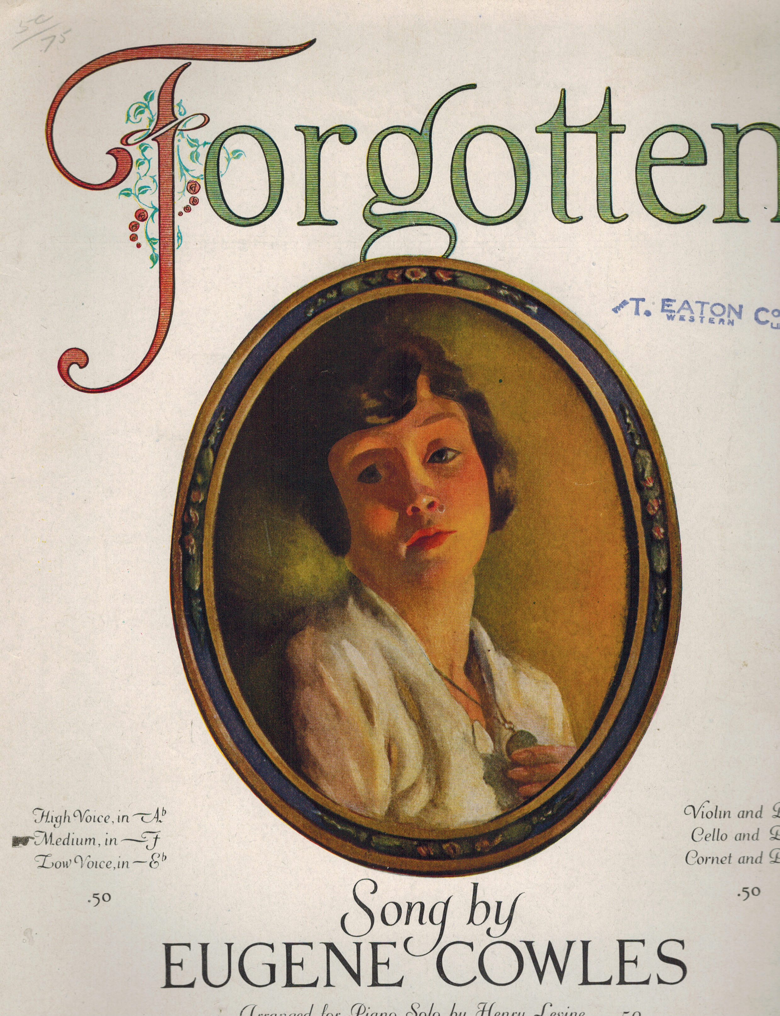 Image for Forgotten Song ( For Medium Voice ) - Vintage Sheet Music Forgotten Song ( For Medium Voice ) - Vintage Sheet Music