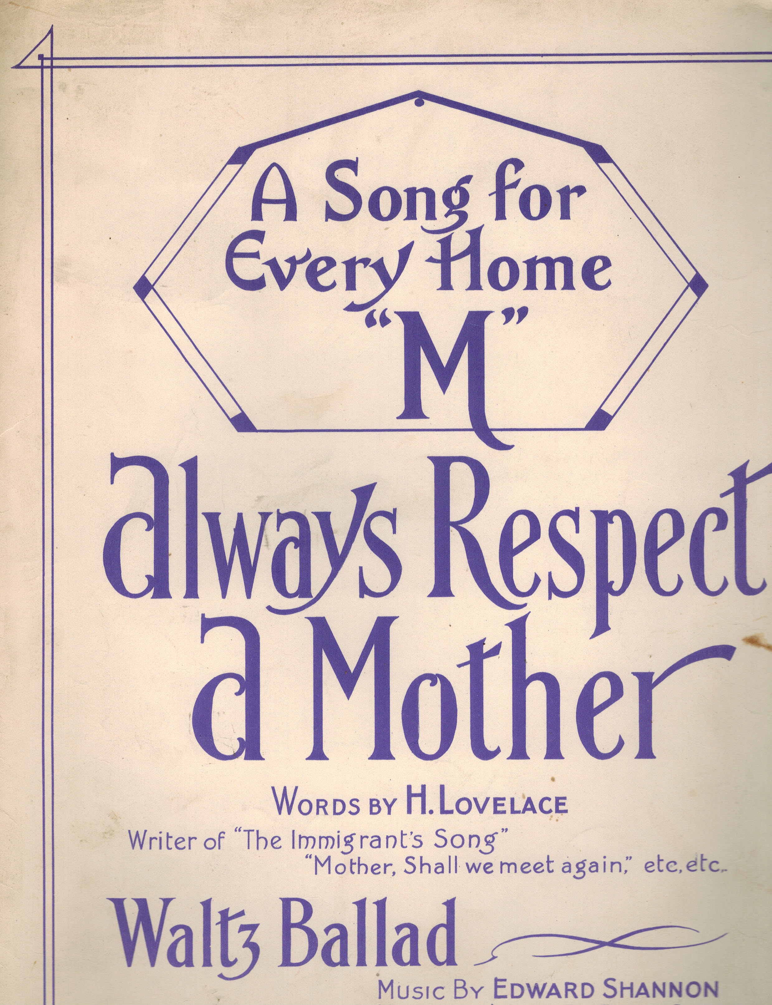 Image for Always Respect a Mother Waltz Ballad - a Song for Every Home Always Respect a Mother Waltz Ballad - a Song for Every Home
