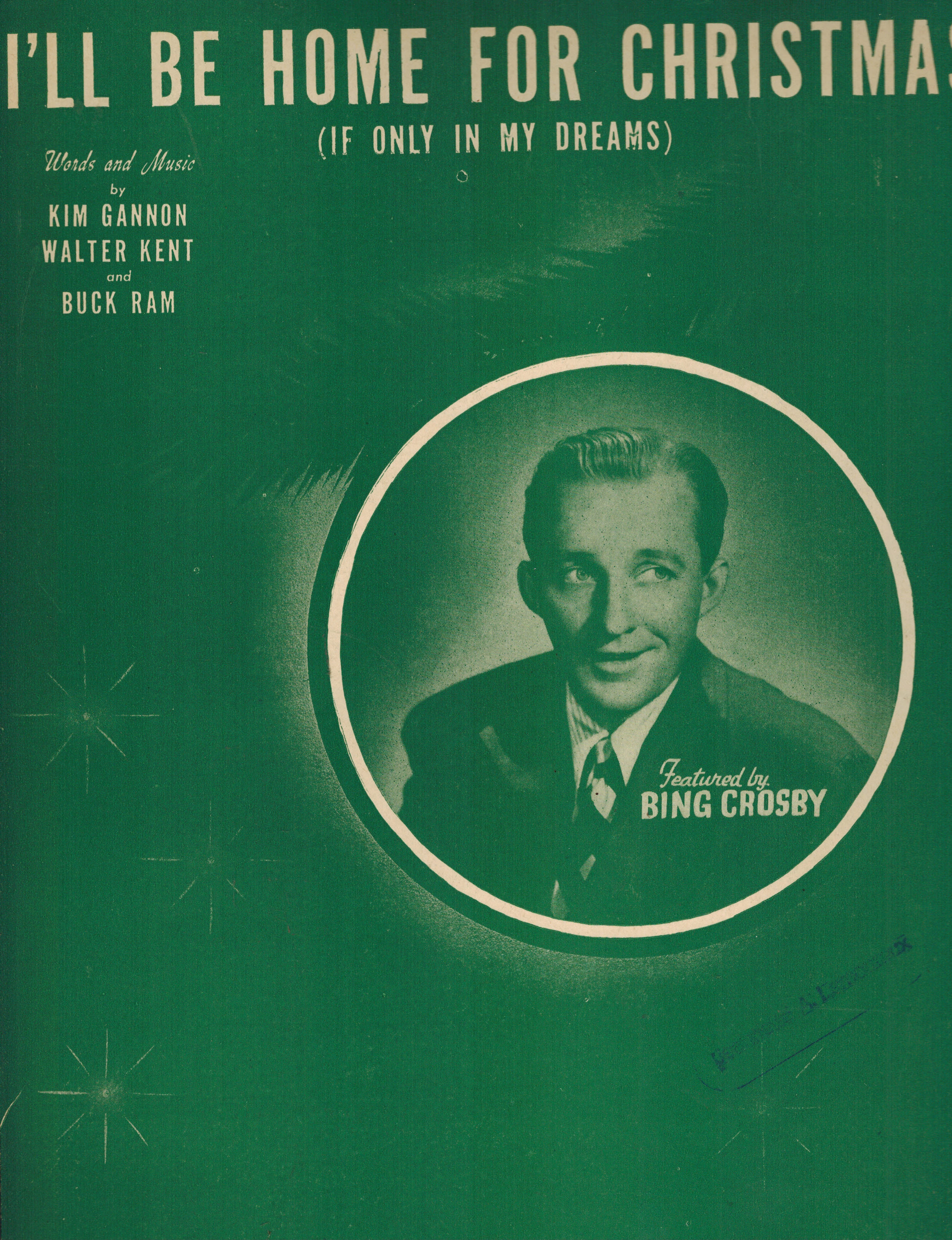 Image for I'll Be Home For Christmas If Only in My Dreams - Bing Crosby Cover - Vintage Sheet Music I'll Be Home For Christmas If Only in My Dreams - Bing Crosby Cover - Vintage Sheet Music