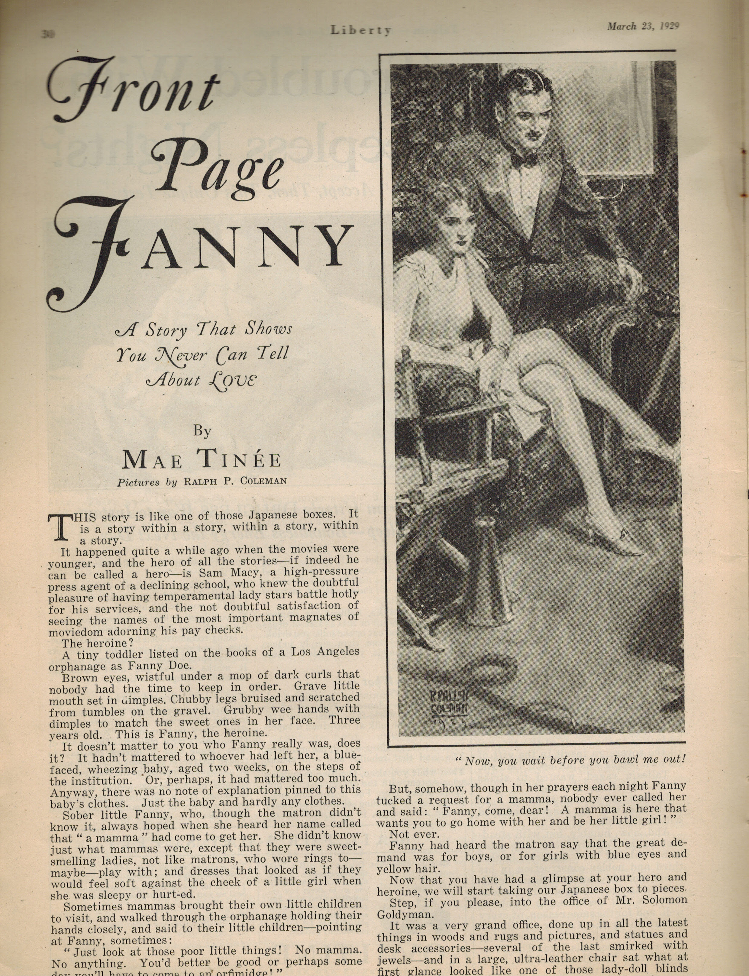 Front Page Fanny : A Story that Shows You Never Can Tell About Love