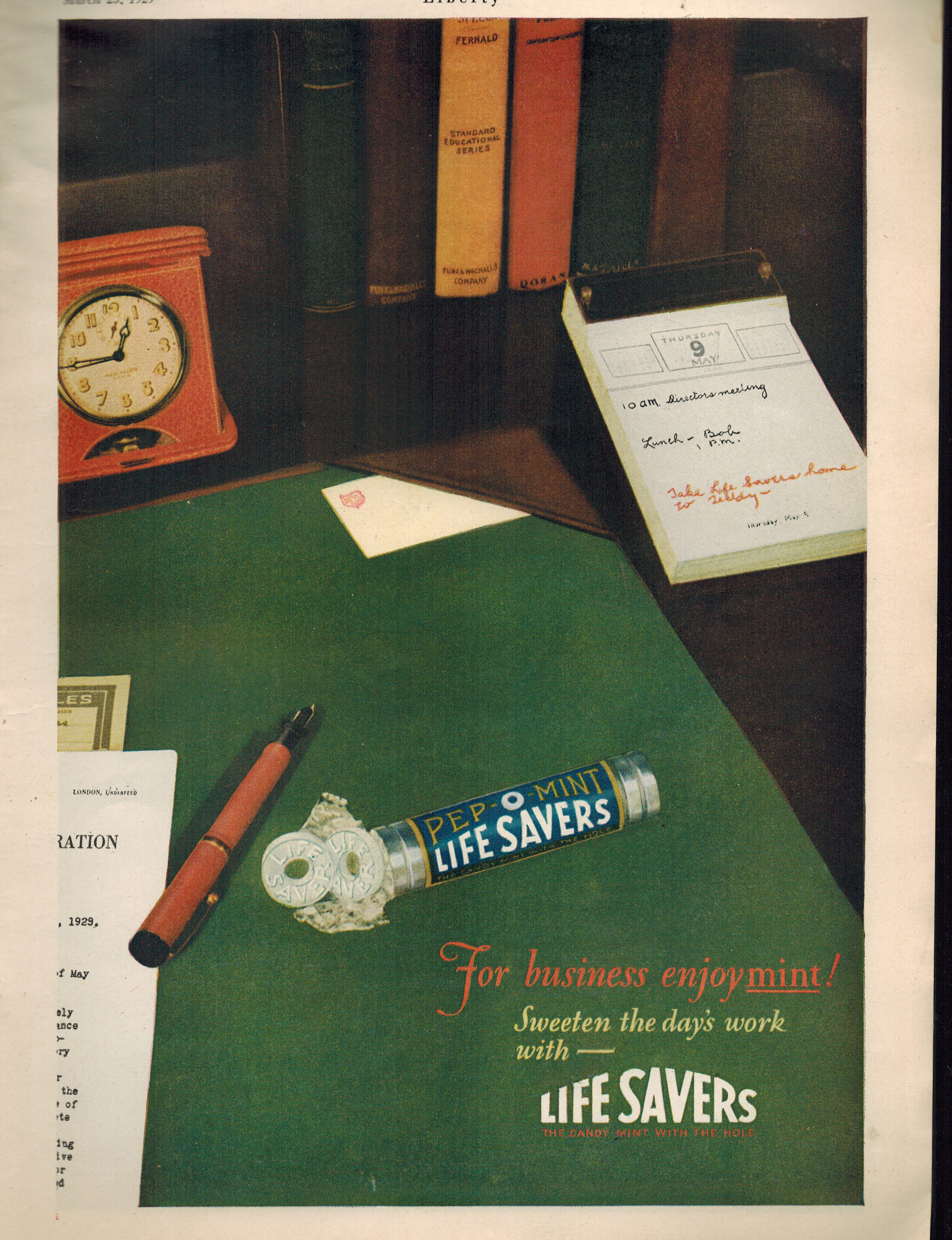 Life Savers Pep-O-Mint - Vintage Advertisement from 1929 - For Business