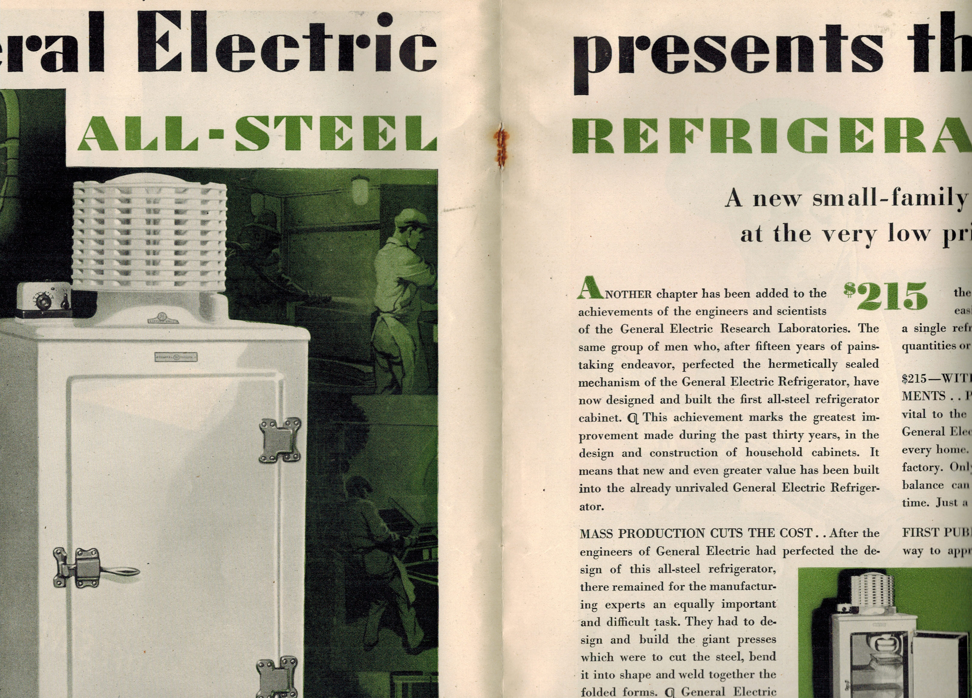 Image for General Electric All Steel Refrigerator - Vintage Advertisement from 1929 General Electric All Steel Refrigerator - Vintage Advertisement from 1929