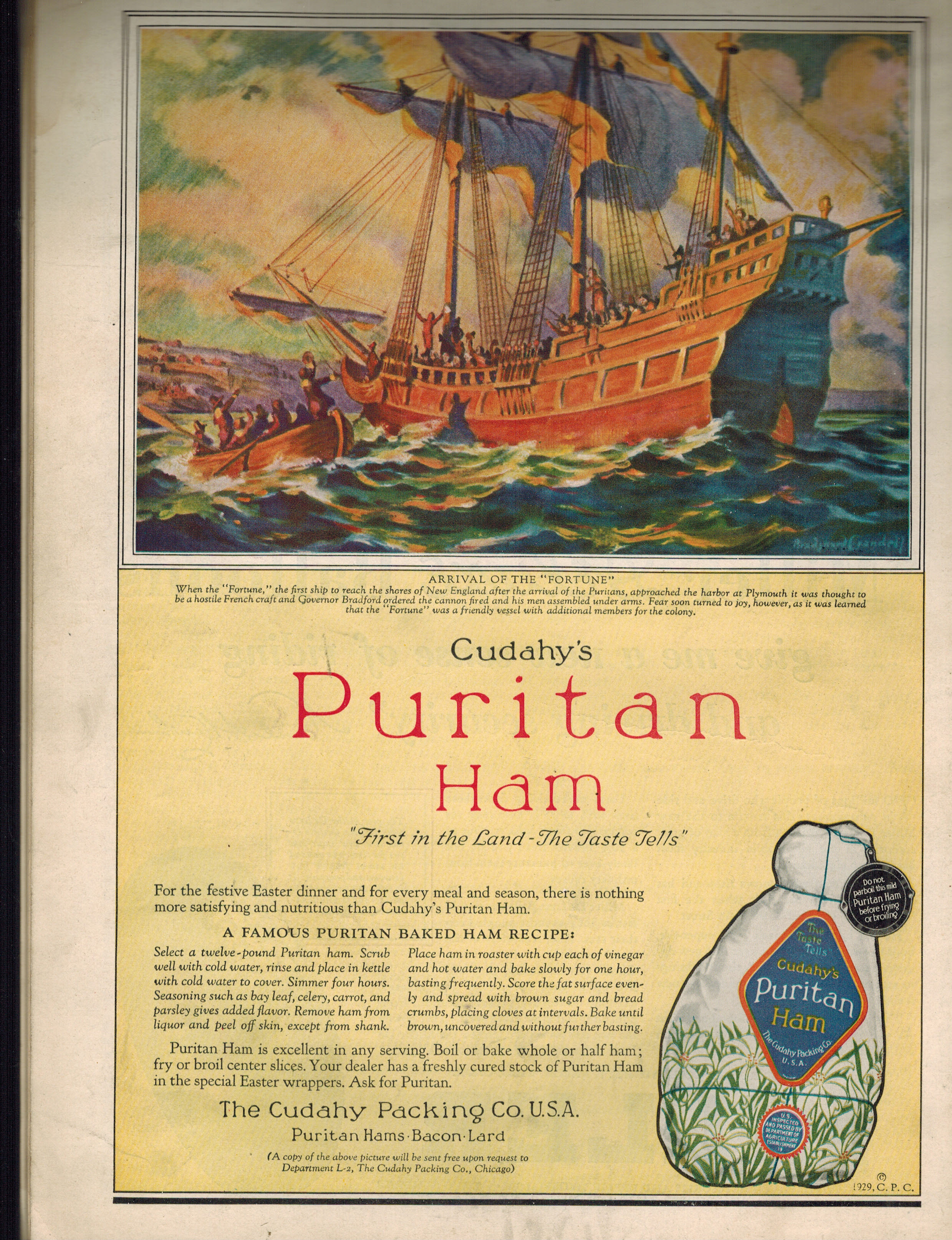 Cudahy's Puritan Ham - Vintage Advertisement from 1929