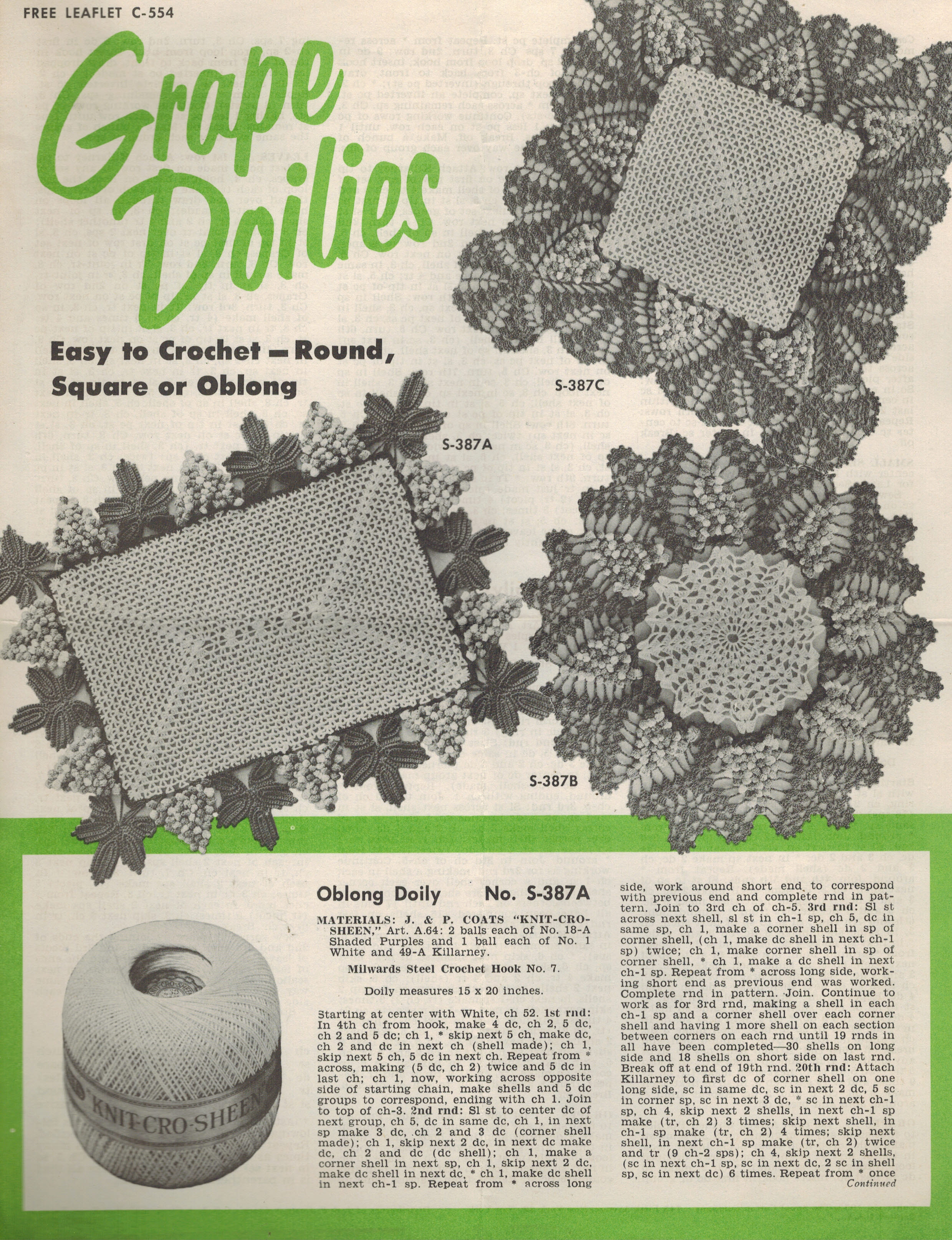 Image for Grape Doilies - Lealet C-554 - Grape Doilies - Lealet C-554 -