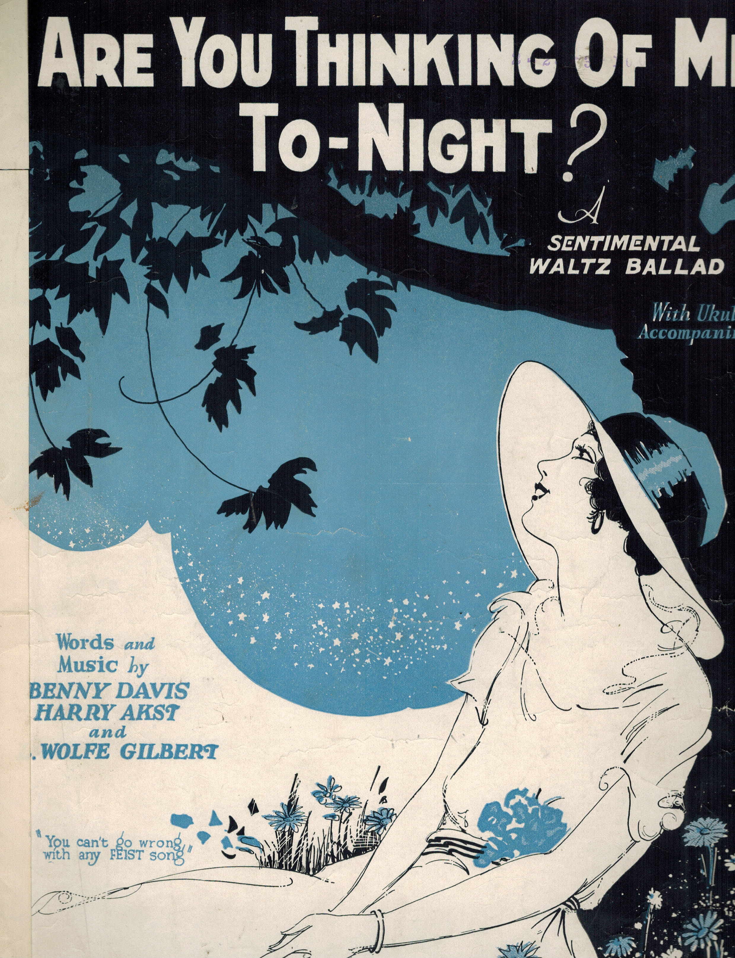 Are You Thinking of Me To-night ( Tonight ) A Sentimental Ballad Waltz - Vintage Sheet Music
