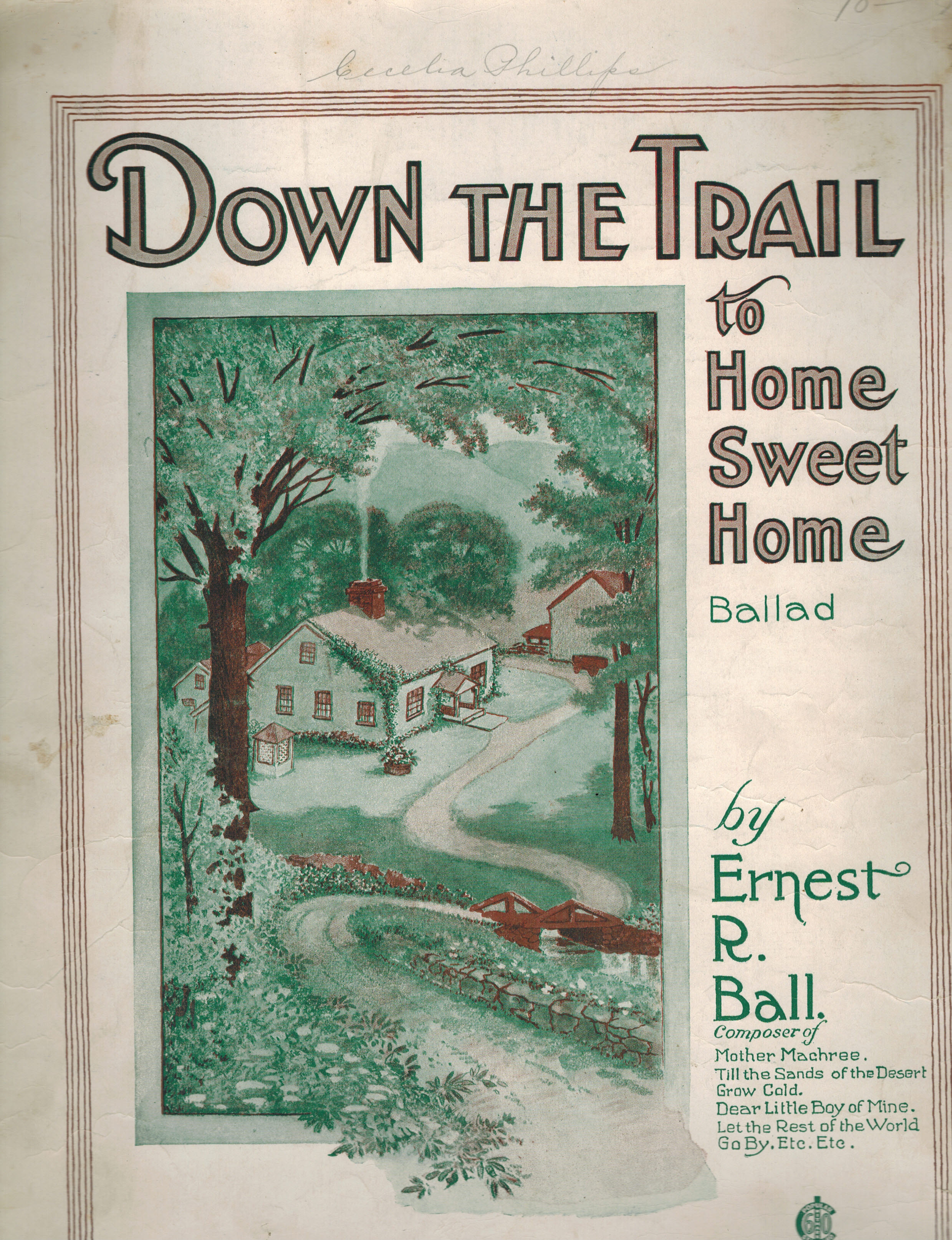 Down the Trail to Home Sweet Home Ballad - Vintage Sheet Music