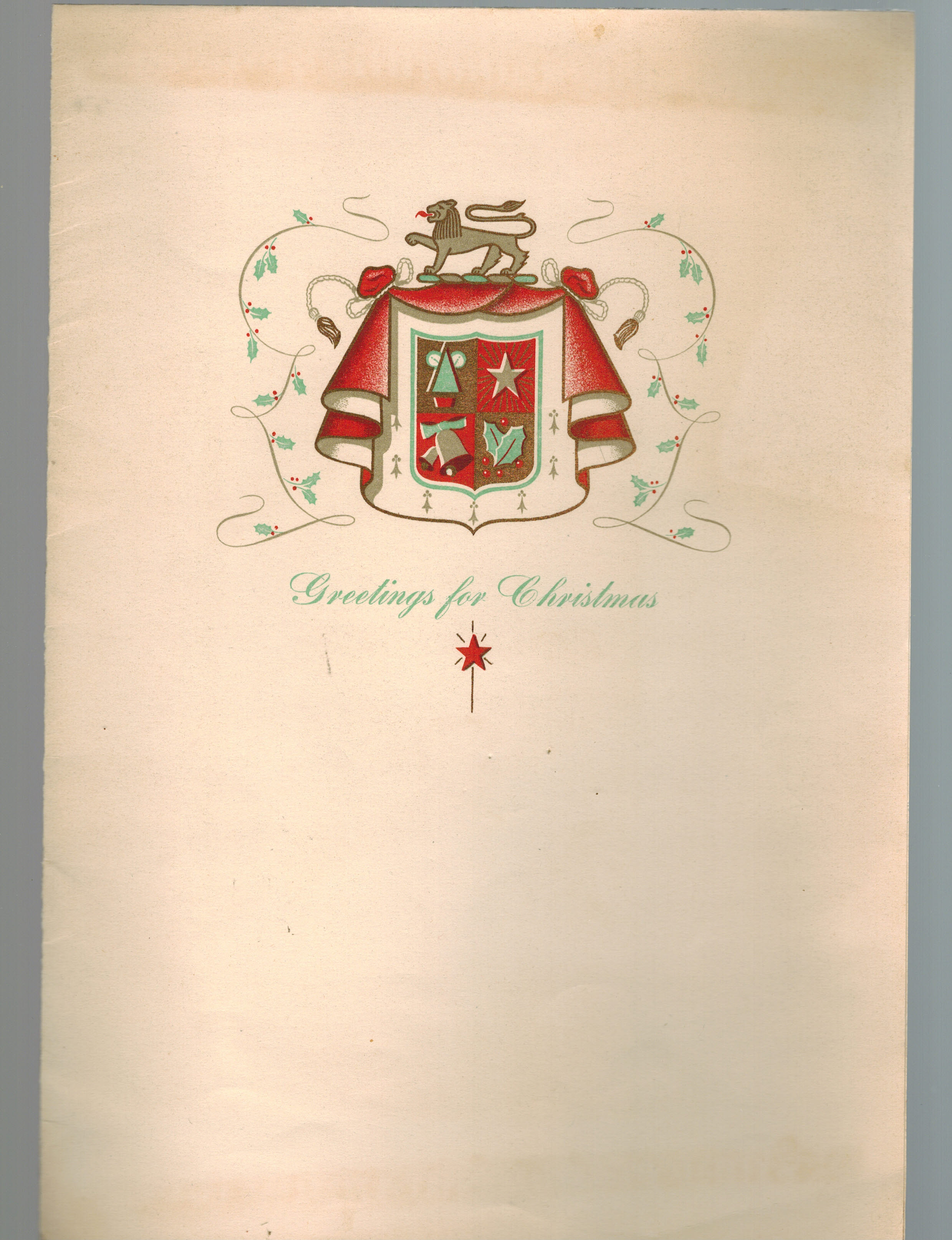Flora McCrea Eaton Coronation Christmas card from 1939 - 1940