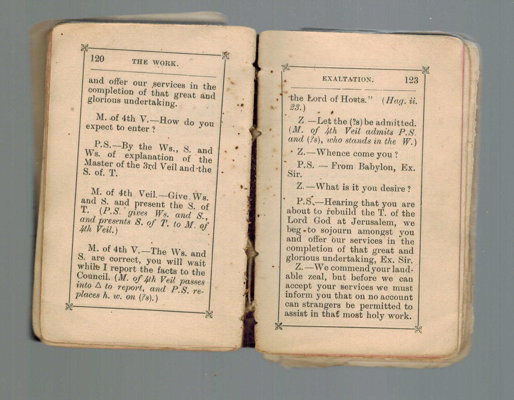 Masonic Book of Openings, Exaltations .