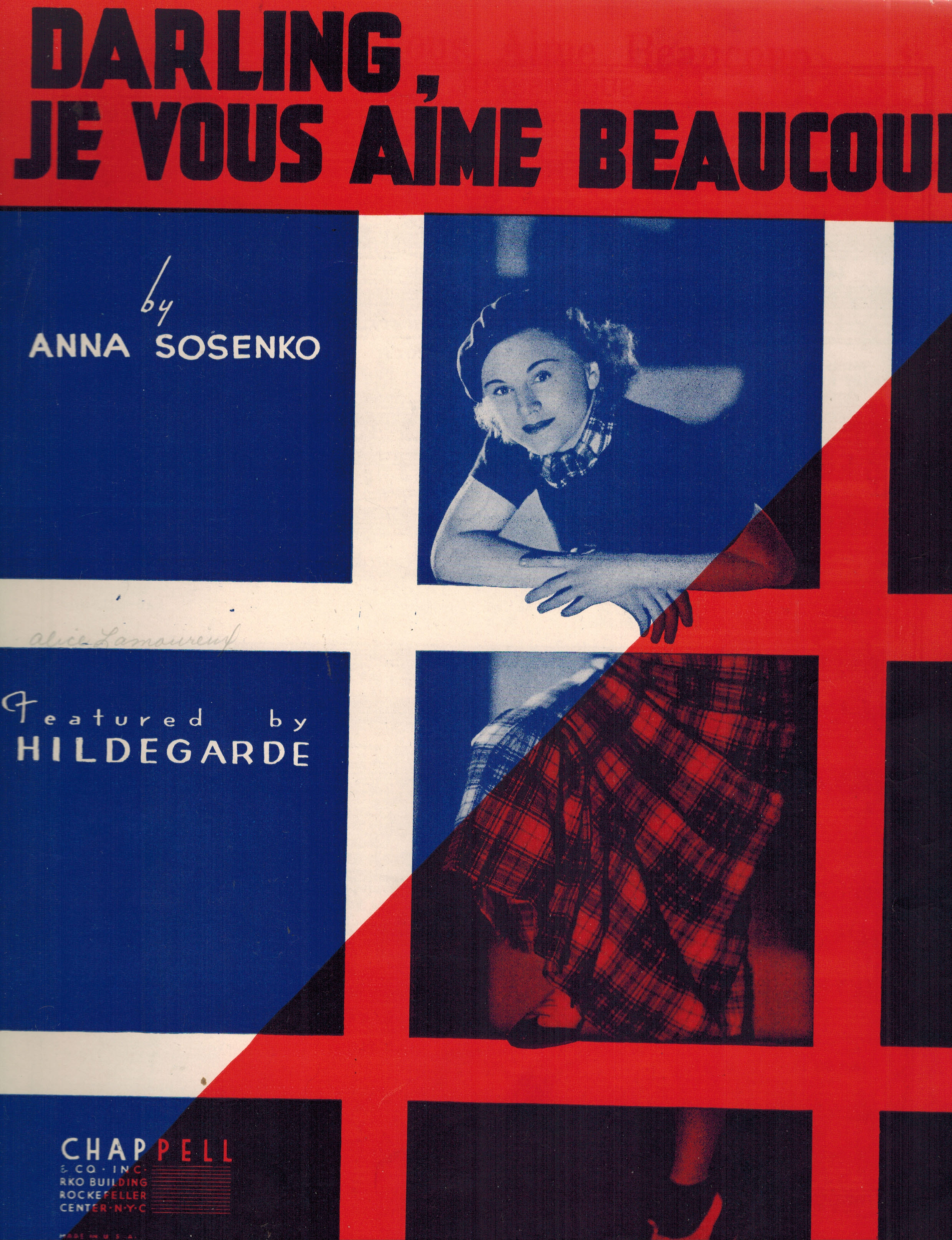 Darling Je Vous Aime Beaucoup - Hildegarde Cover - Vintage Sheet Music