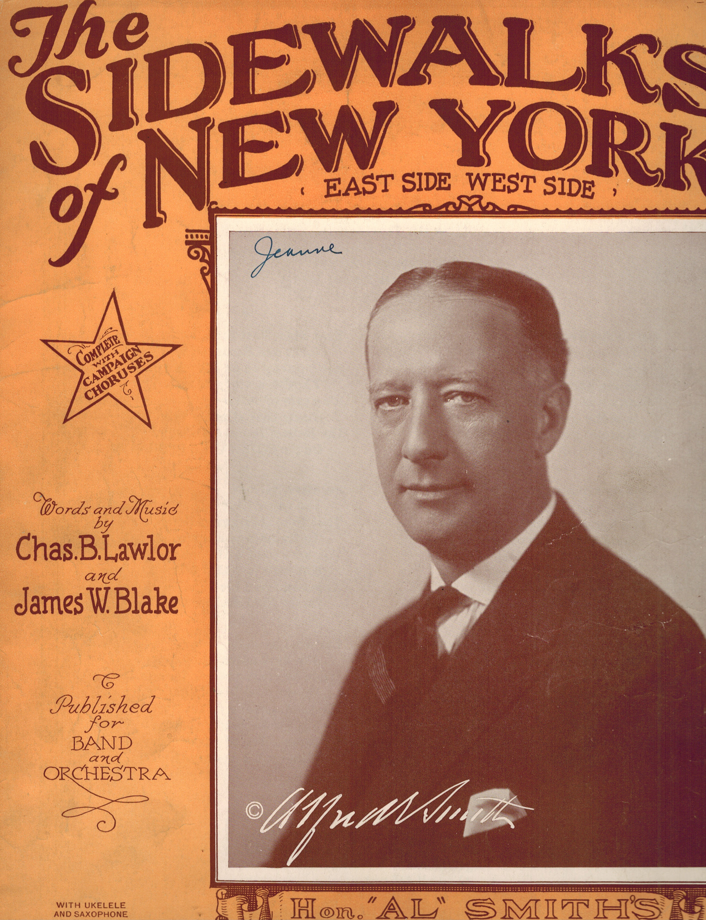 Image for The Sidewalks of New York East Side West Side - Alfred Smith Cover - Al Smith's Campaign Song - Vintage Sheet Music The Sidewalks of New York East Side West Side - Alfred Smith Cover - Al Smith's Campaign Song - Vintage Sheet Music