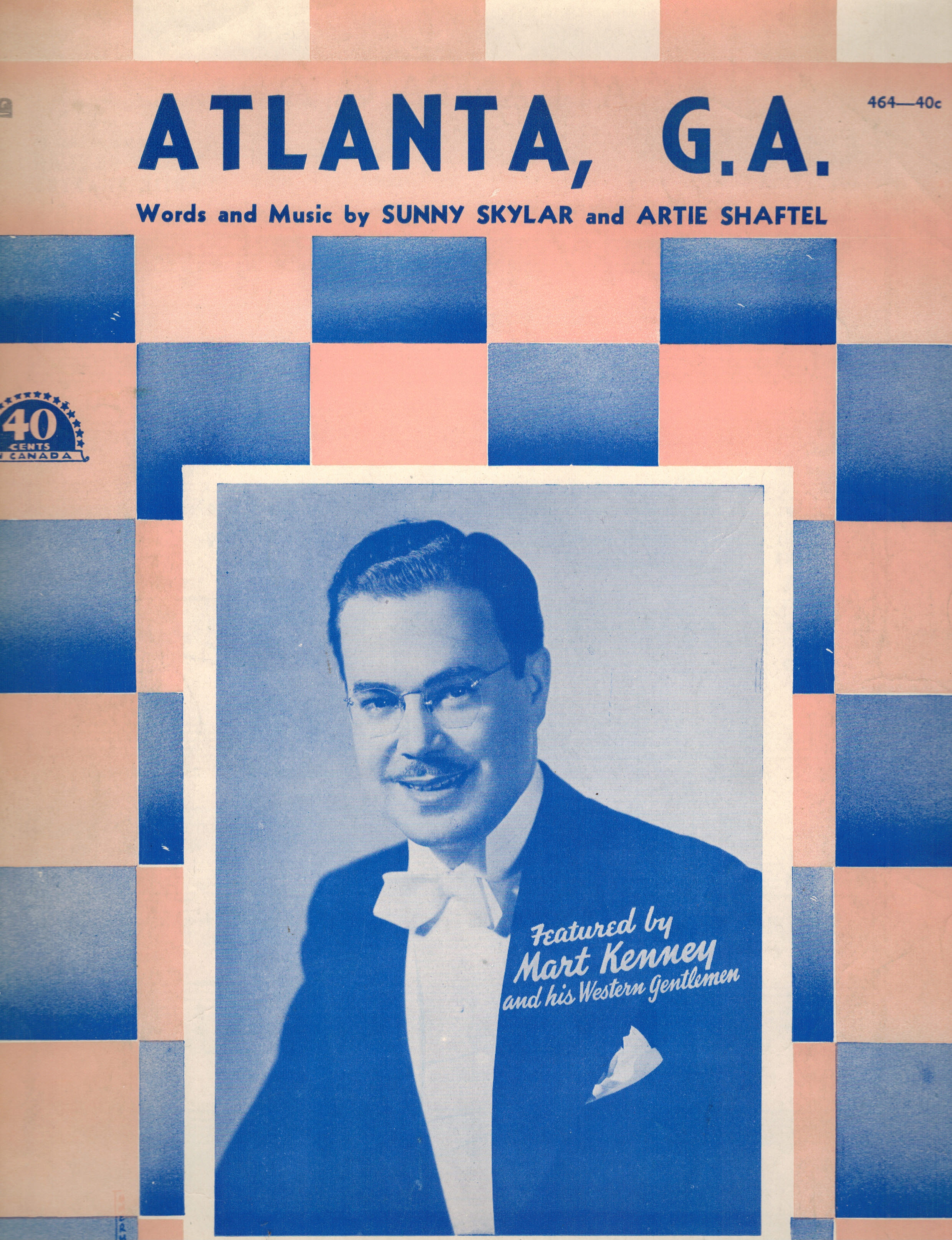 Image for Atlanta G.A. - Mart Kenney Cover - Vintage Sheet Music Atlanta G.A. - Mart Kenney Cover - Vintage Sheet Music
