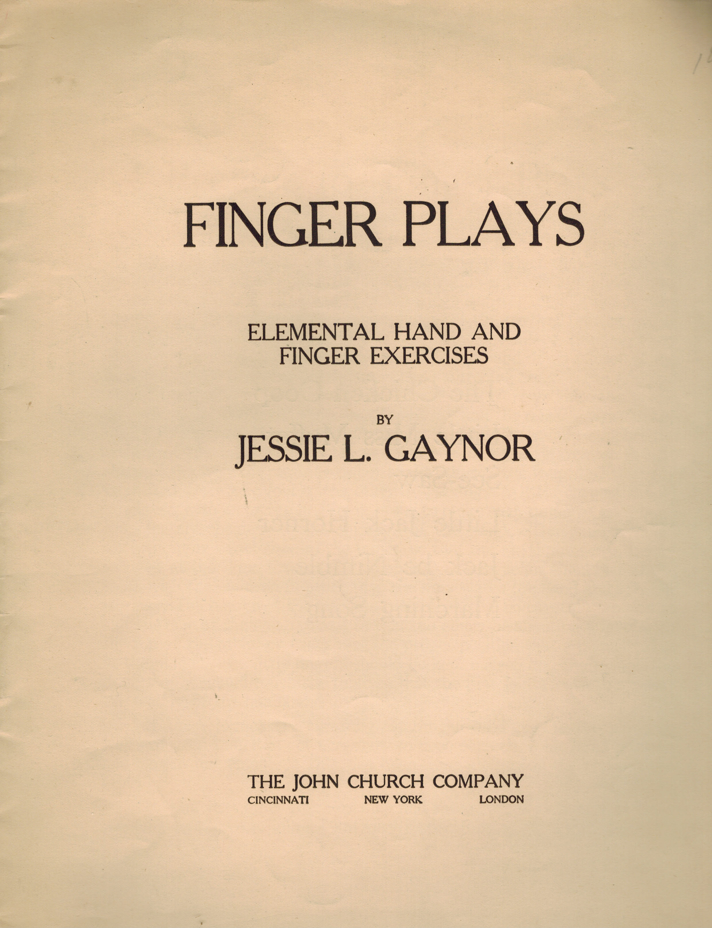 Image for Finger Plays : Elemental Hand and Finger Exercises Finger Plays : Elemental Hand and Finger Exercises