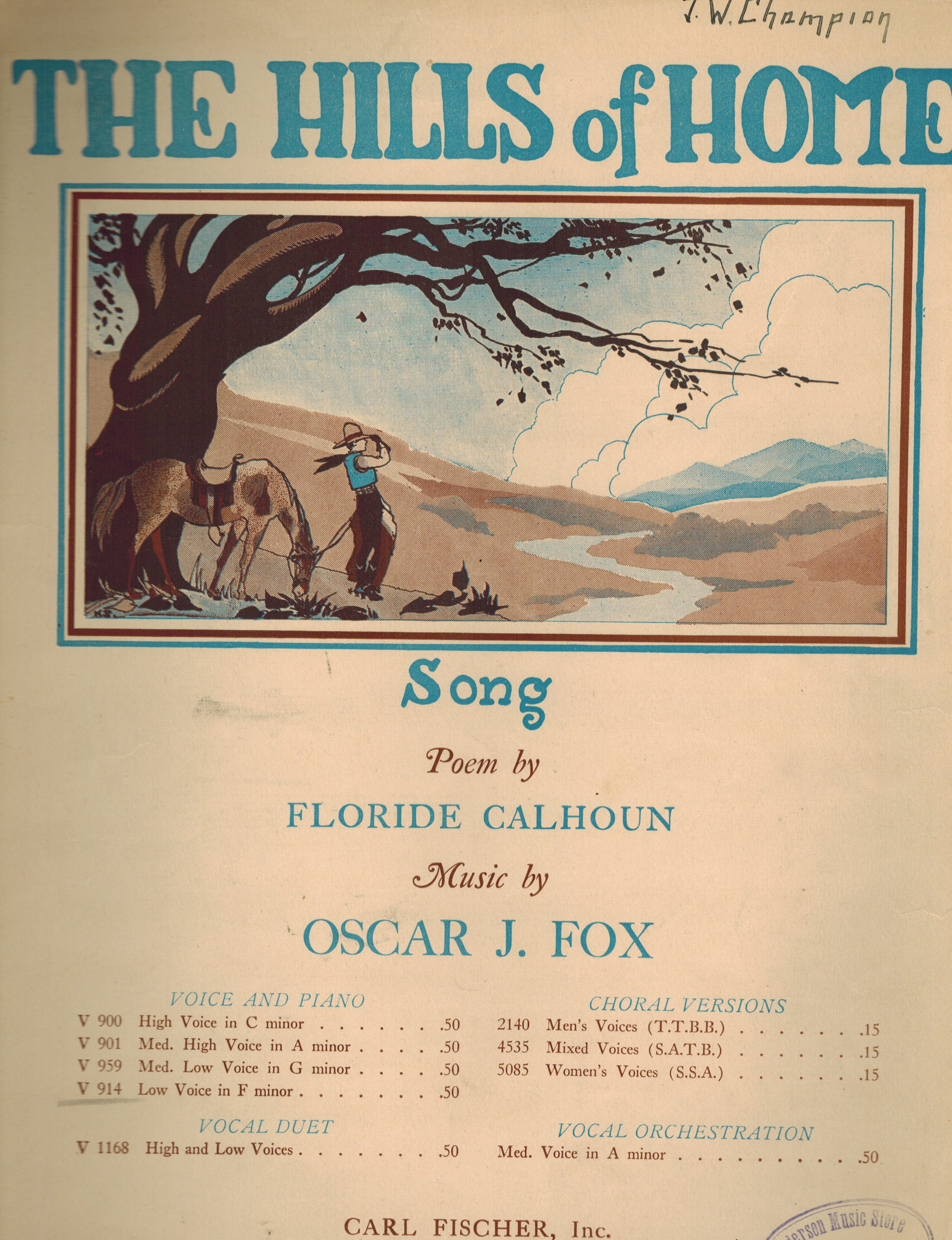 Image for The Hills of Home Song - Vintage Sheet Music The Hills of Home Song - Vintage Sheet Music
