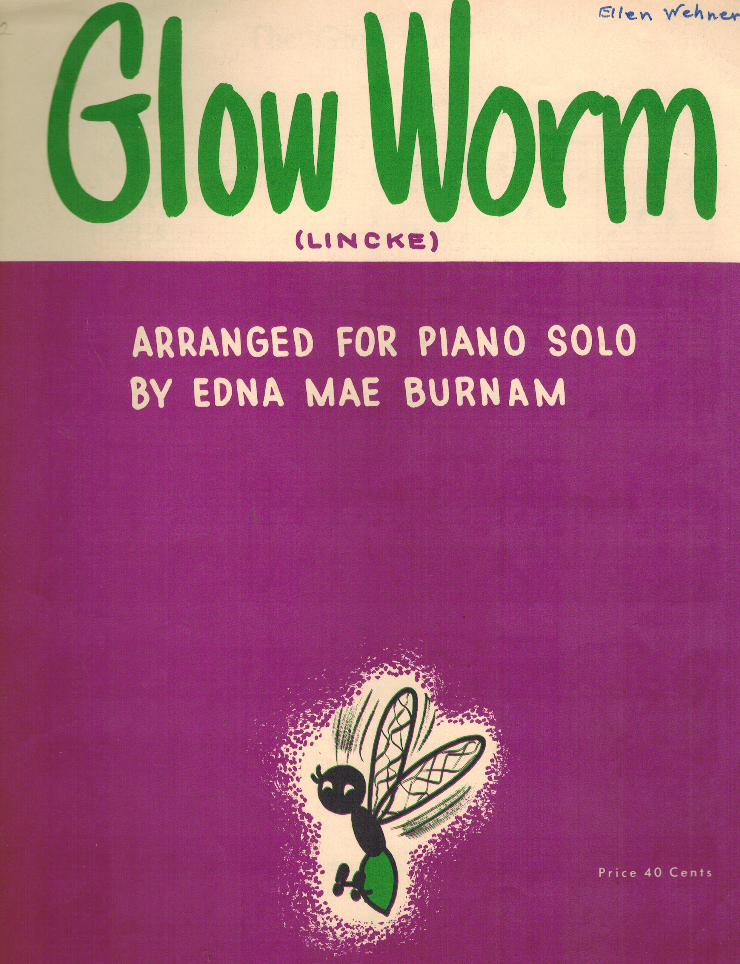 Image for Glow Worm ( Lincke ) Piano Solo - Vintage Sheet Music Glow Worm ( Lincke ) Piano Solo - Vintage Sheet Music