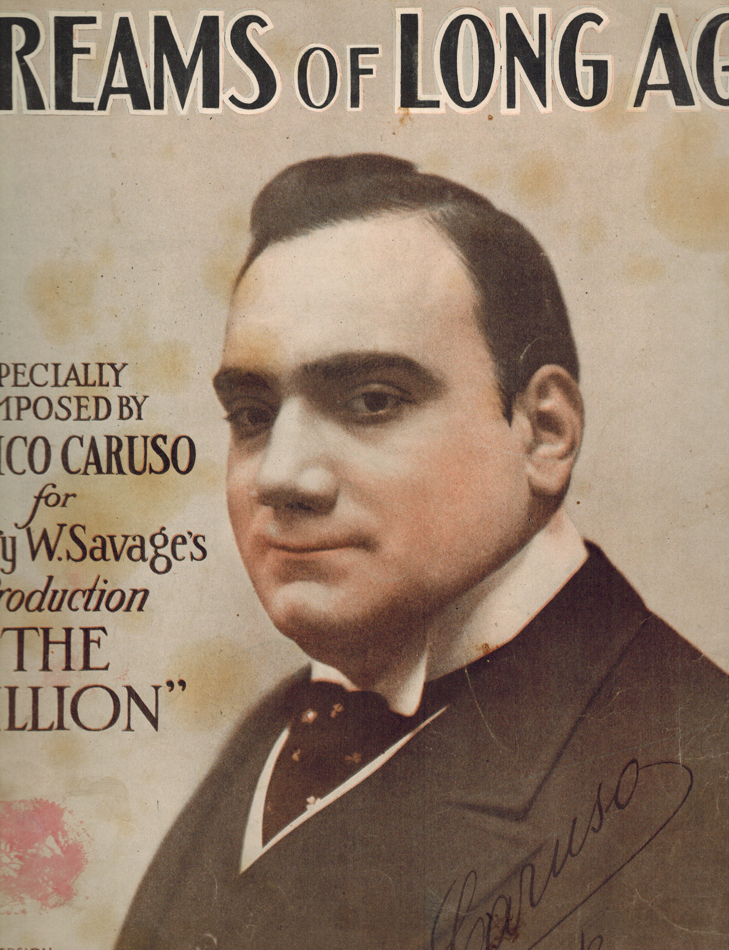 Dreams of Long Ago from The Million - Enriico Caruso Cover - Vintage Sheet Music